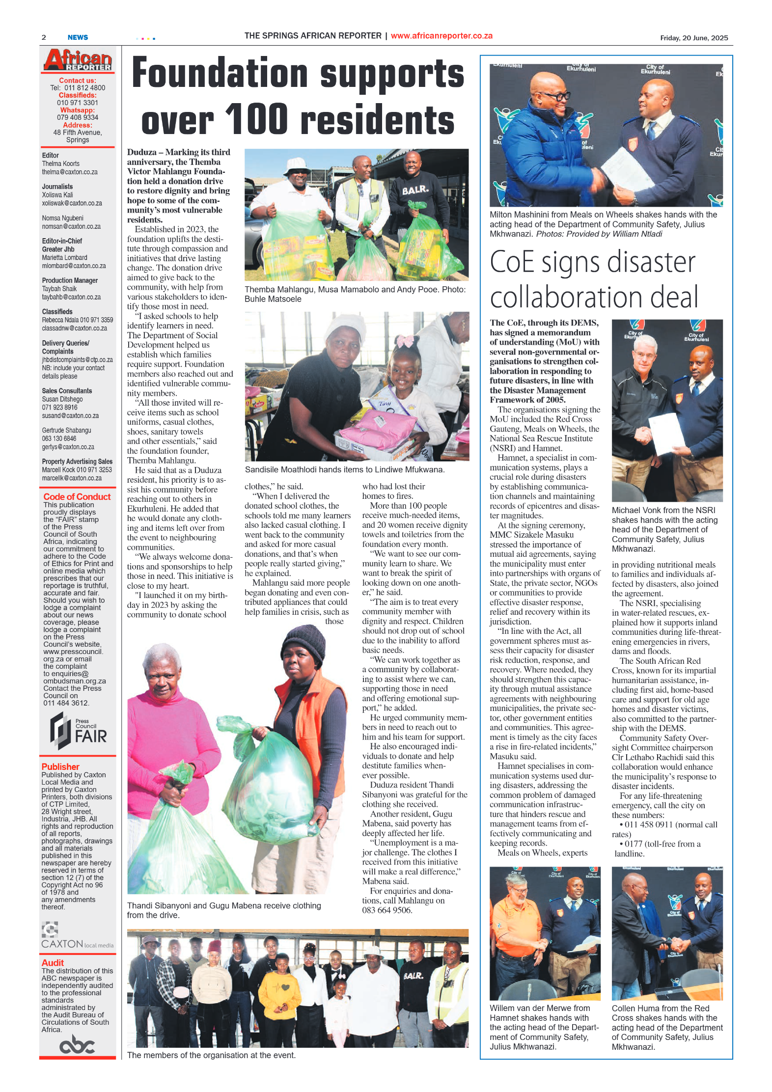 African Reporter 20 June 2025 page 2