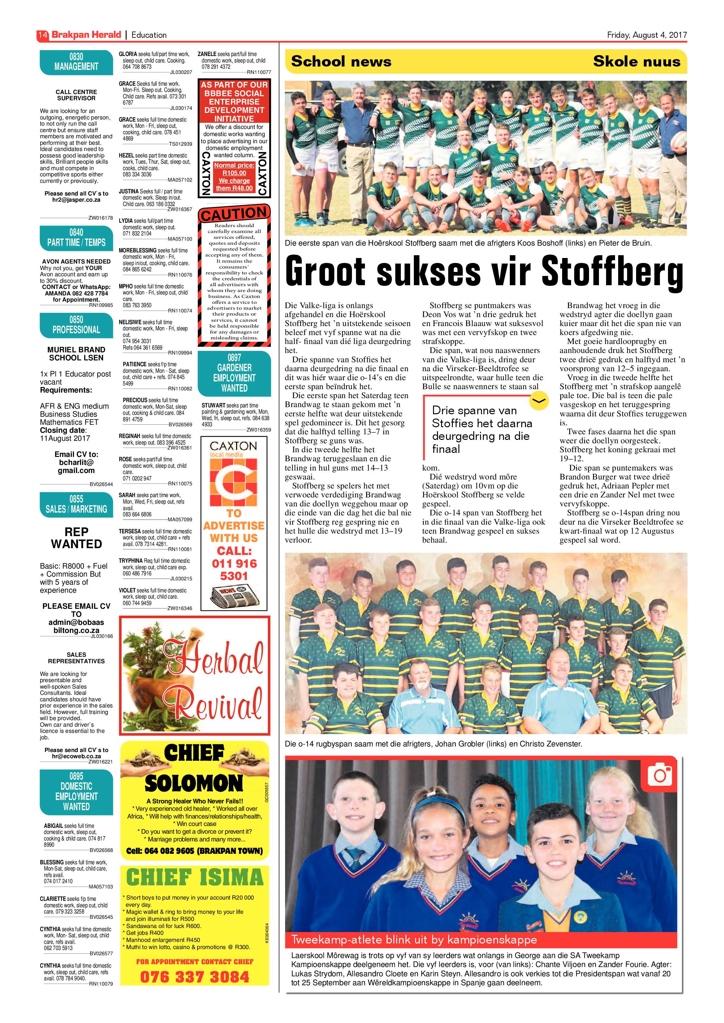 Brakpan Herald 04 August 2017 page 14
