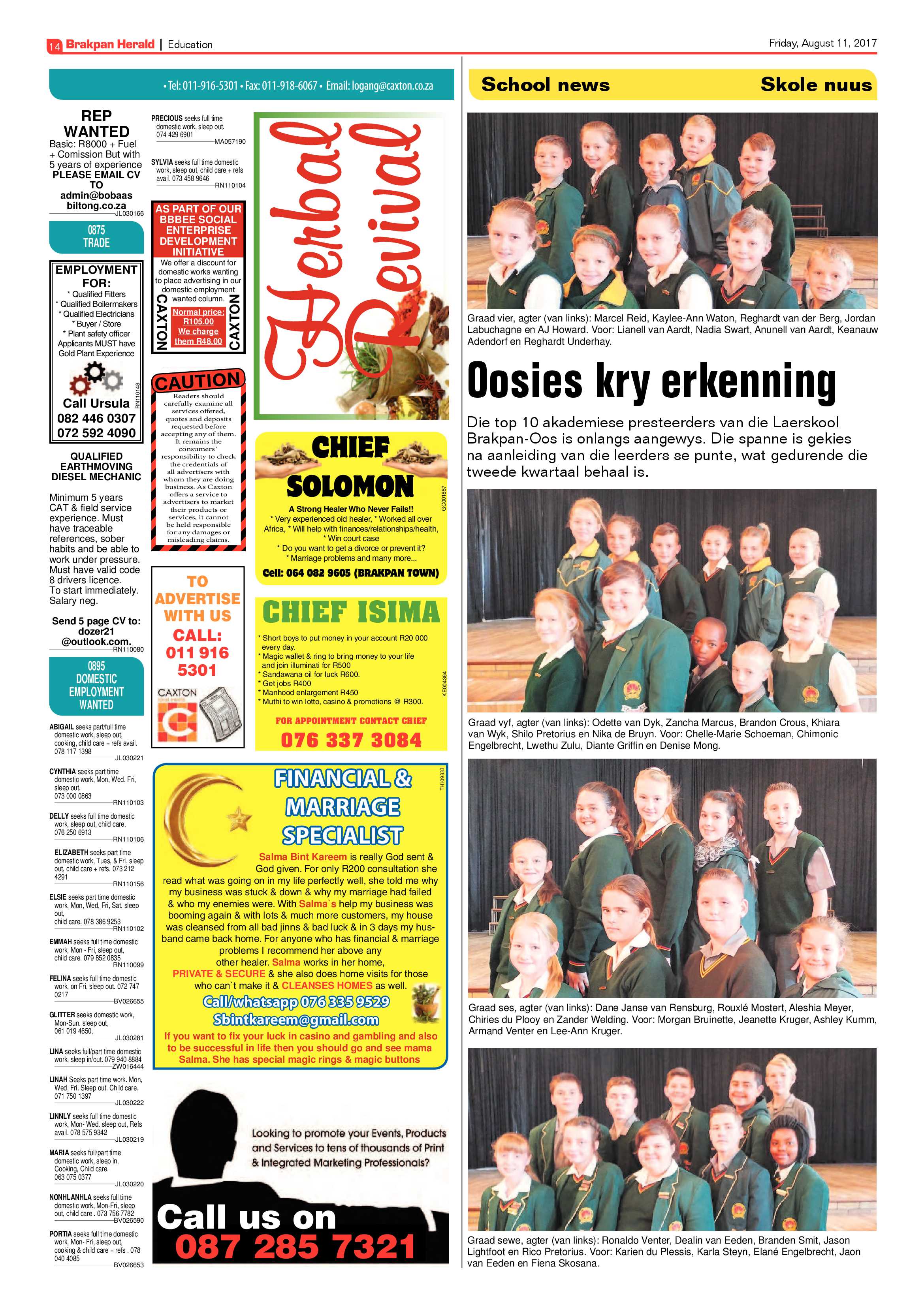 Brakpan Herald 11 August 2017 page 14