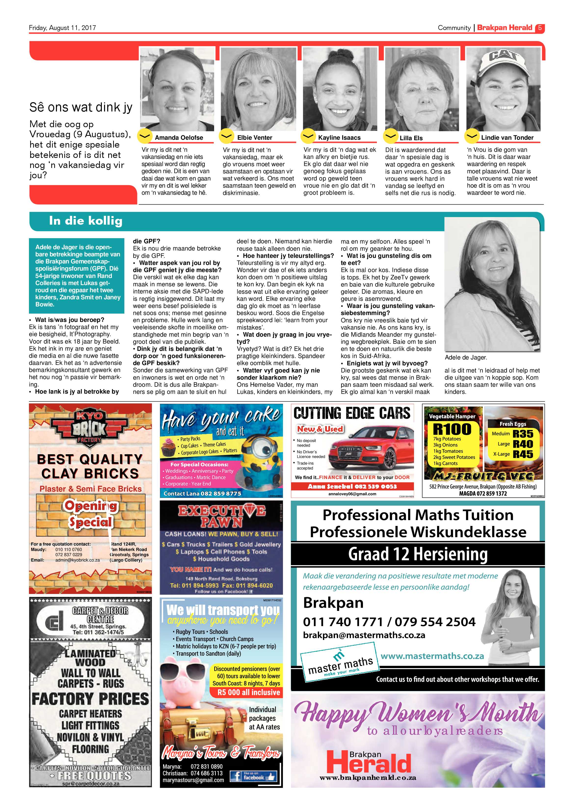 Brakpan Herald 11 August 2017 page 5