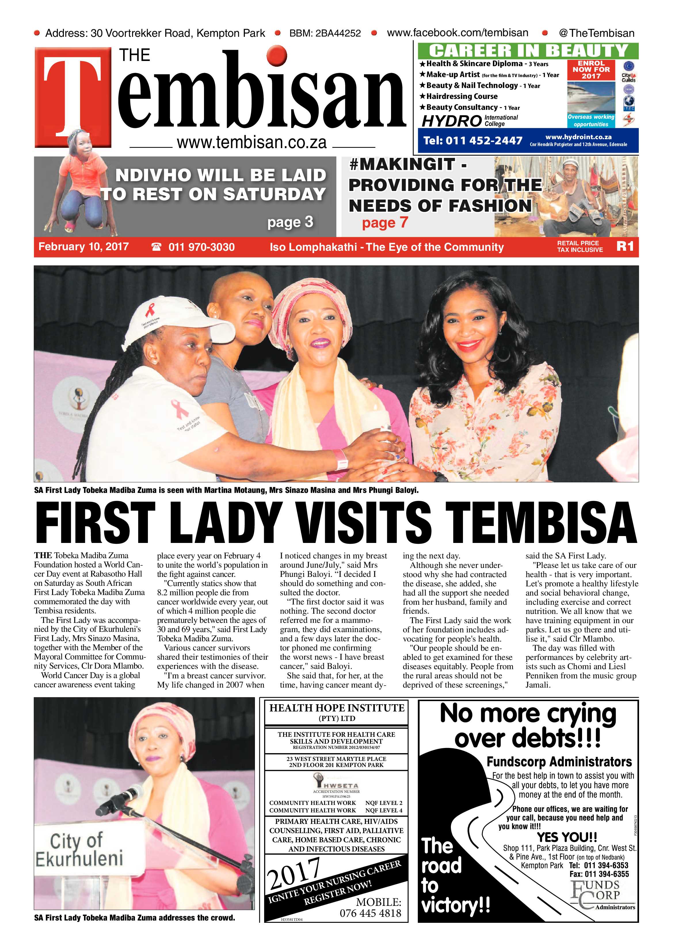 Tembisan 13 February 2017 page 1