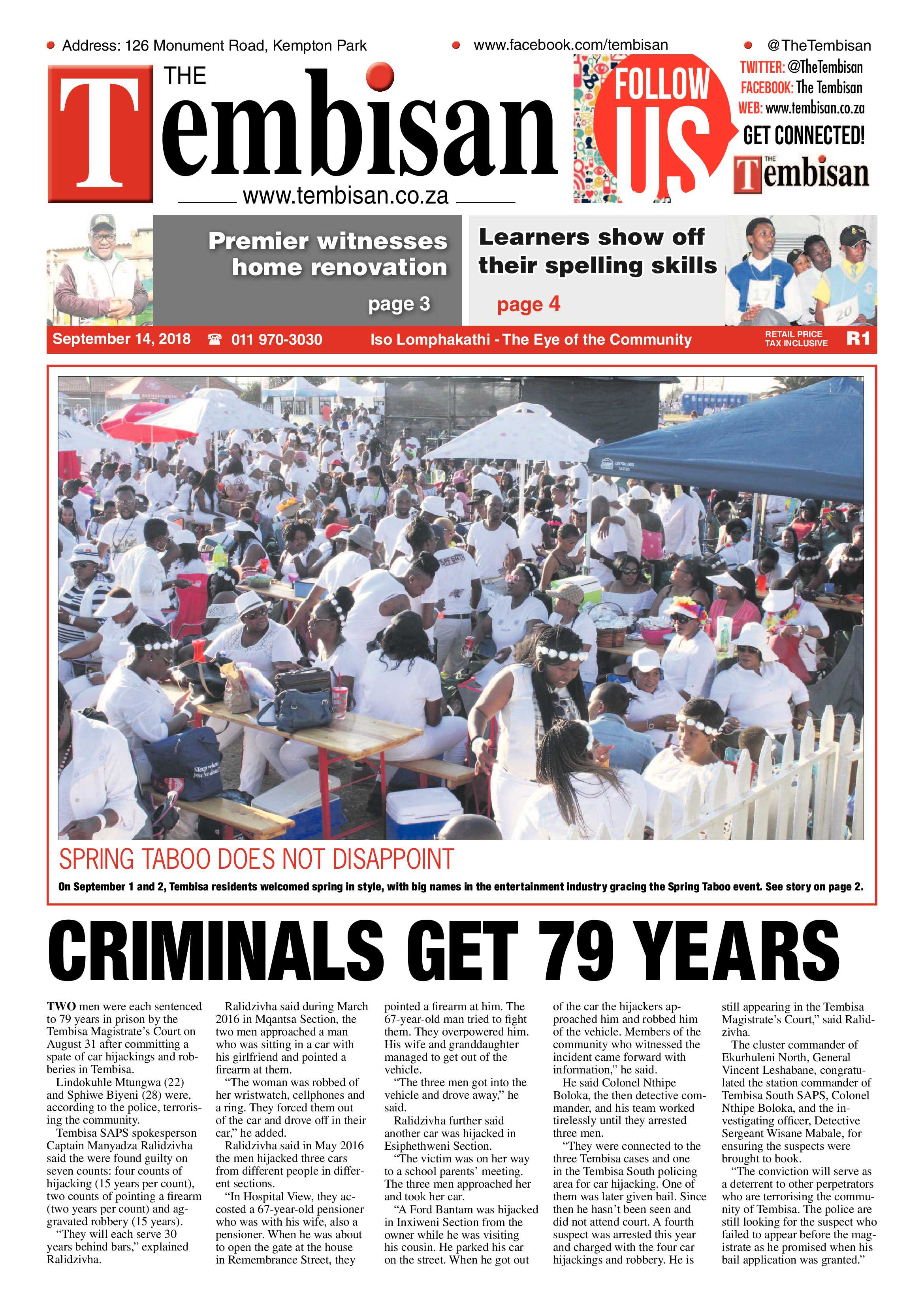 Tembisan 14 September 2018 page 1