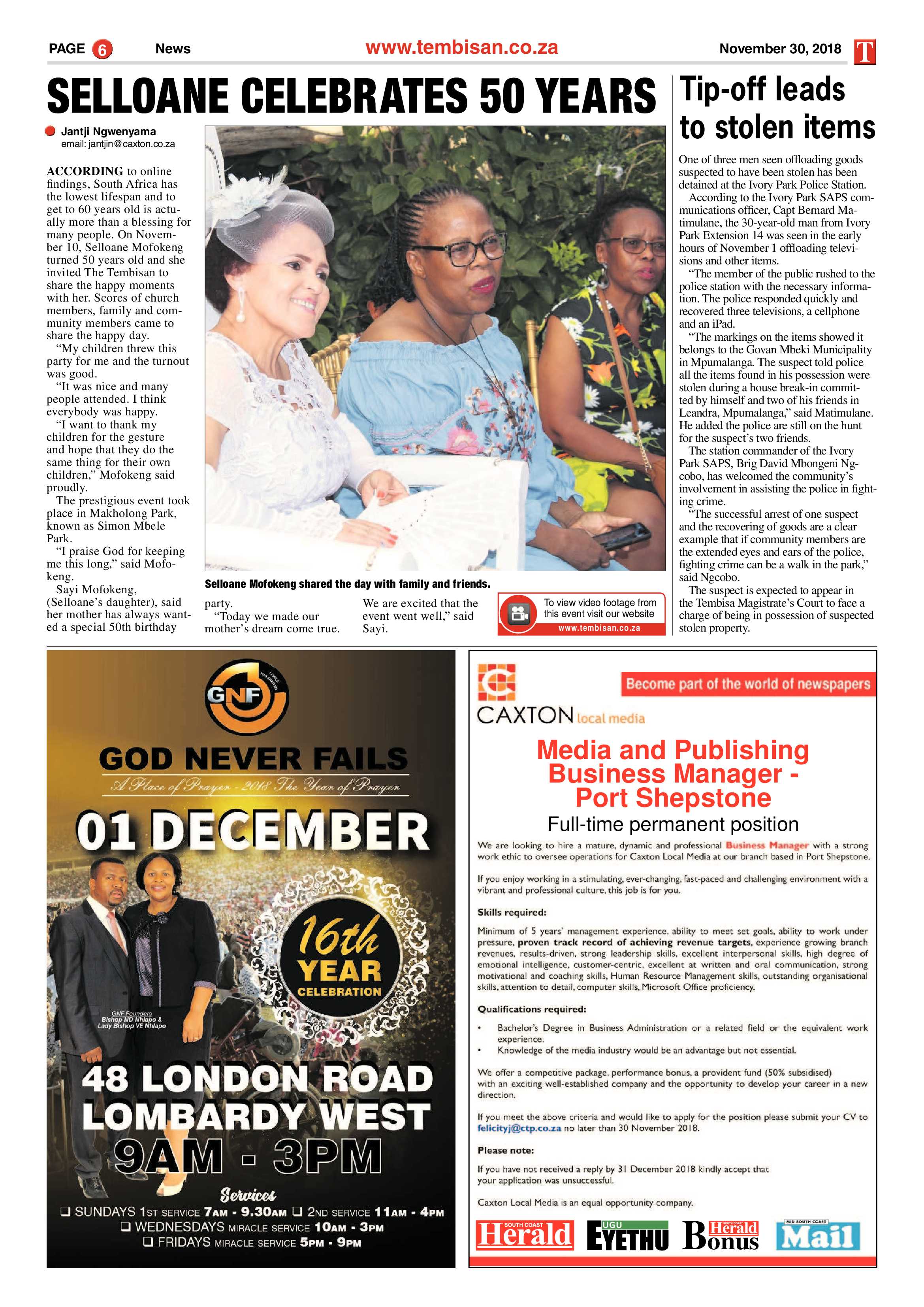 The Tembisan 03 December 2018 page 6