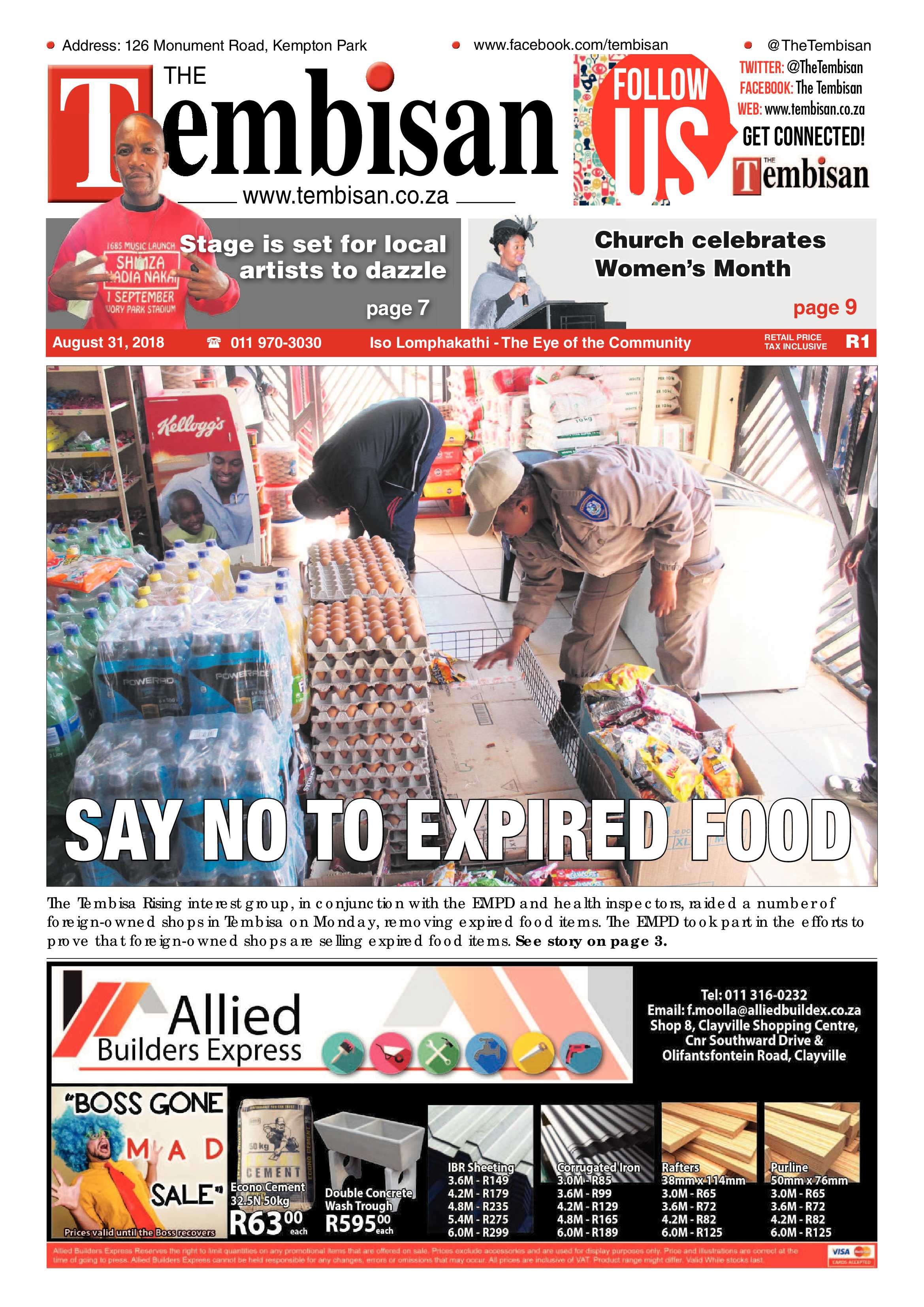 The Tembisan 03 September  2018 page 1