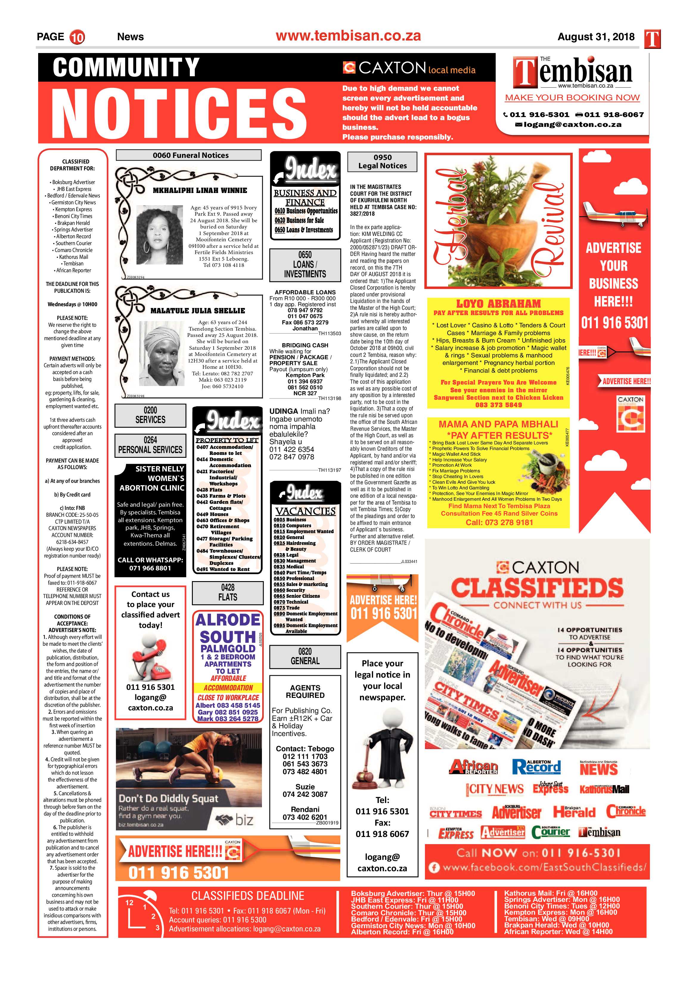 The Tembisan 03 September  2018 page 10