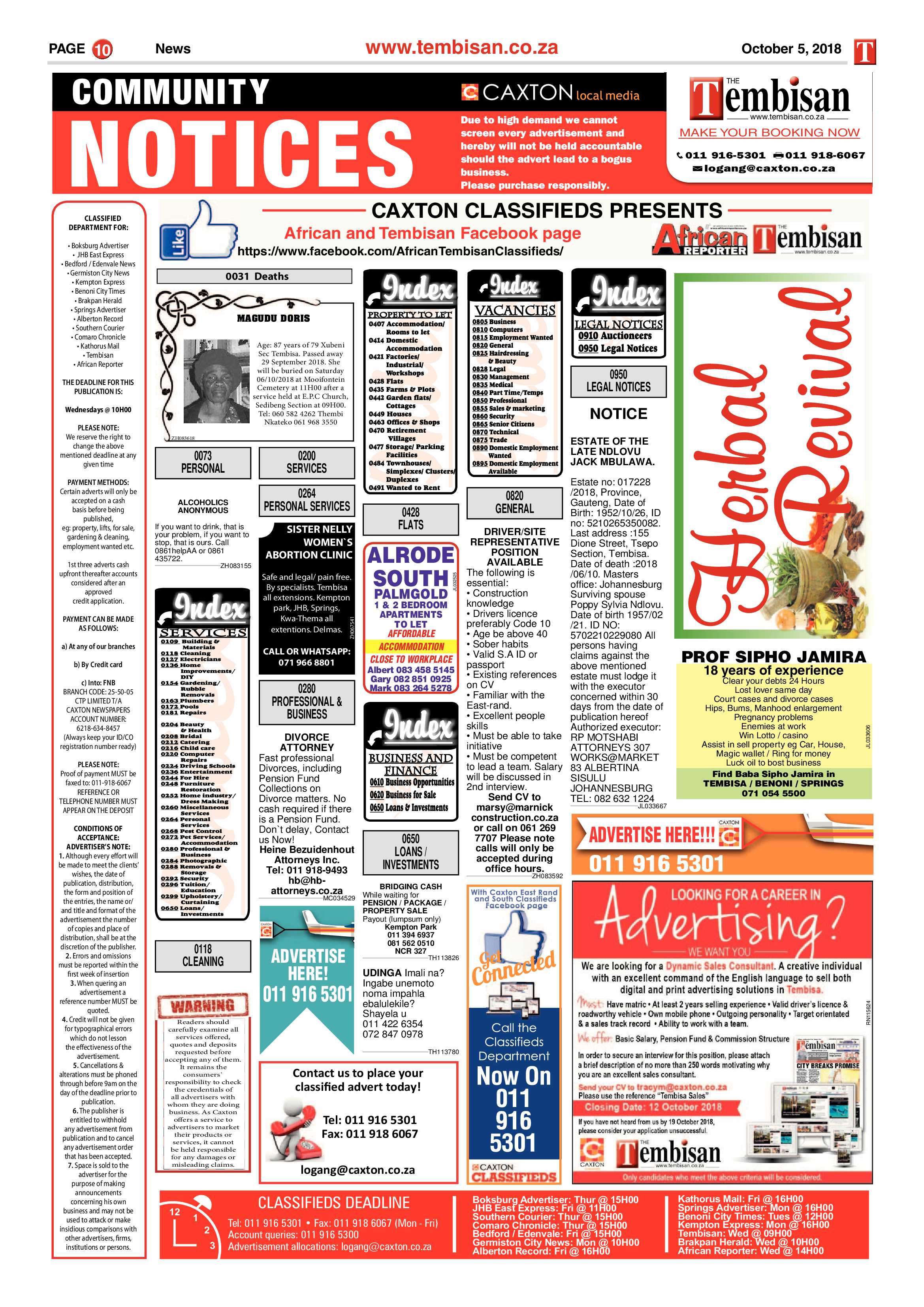The Tembisan 05 October 2018 page 10
