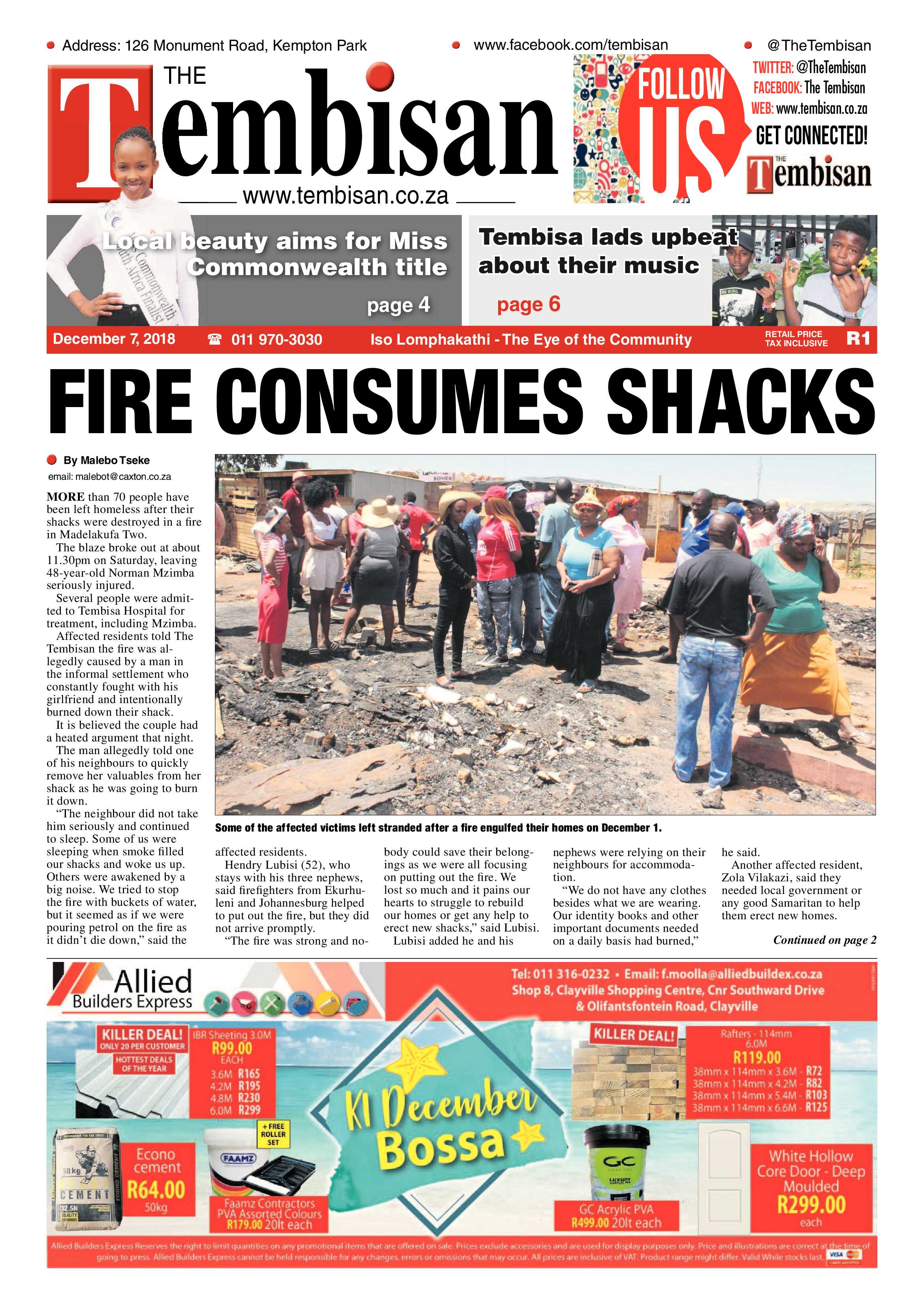 The Tembisan 10 December 2018 page 1