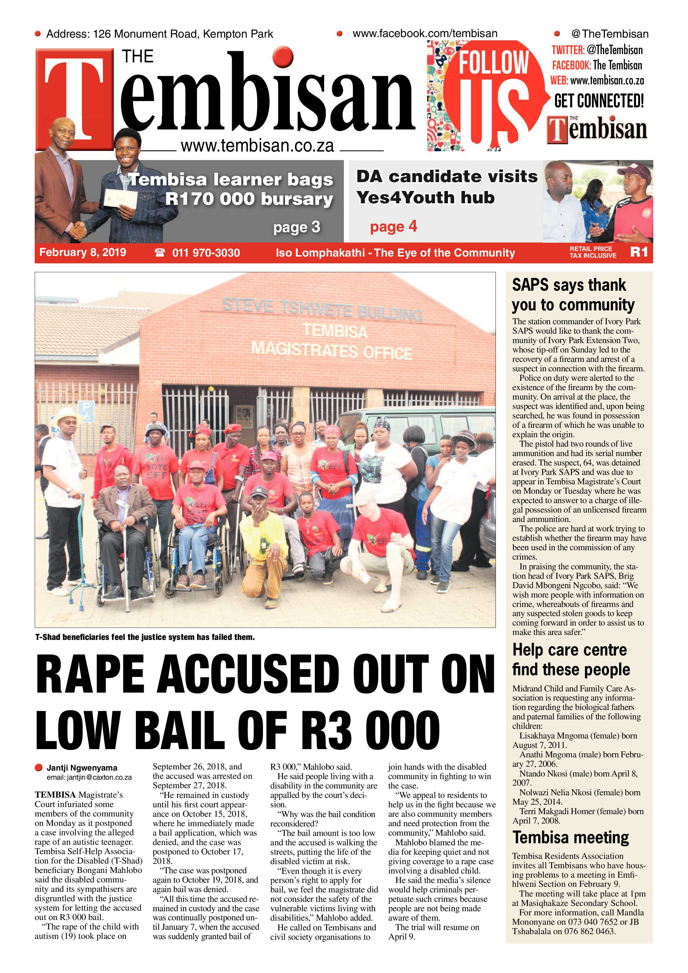 The Tembisan 11 February 2019 page 1