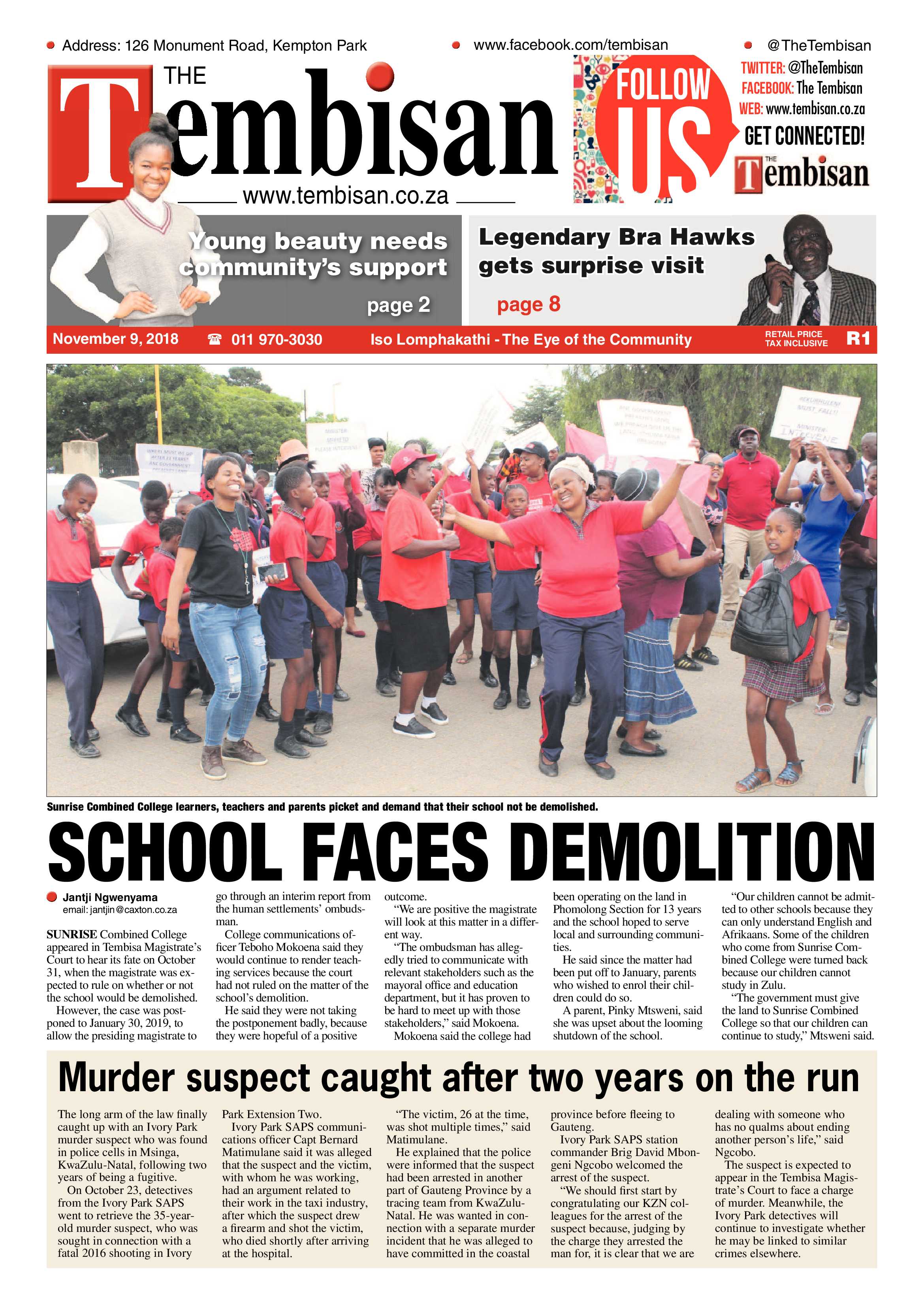 The Tembisan 12 November 2018 page 1