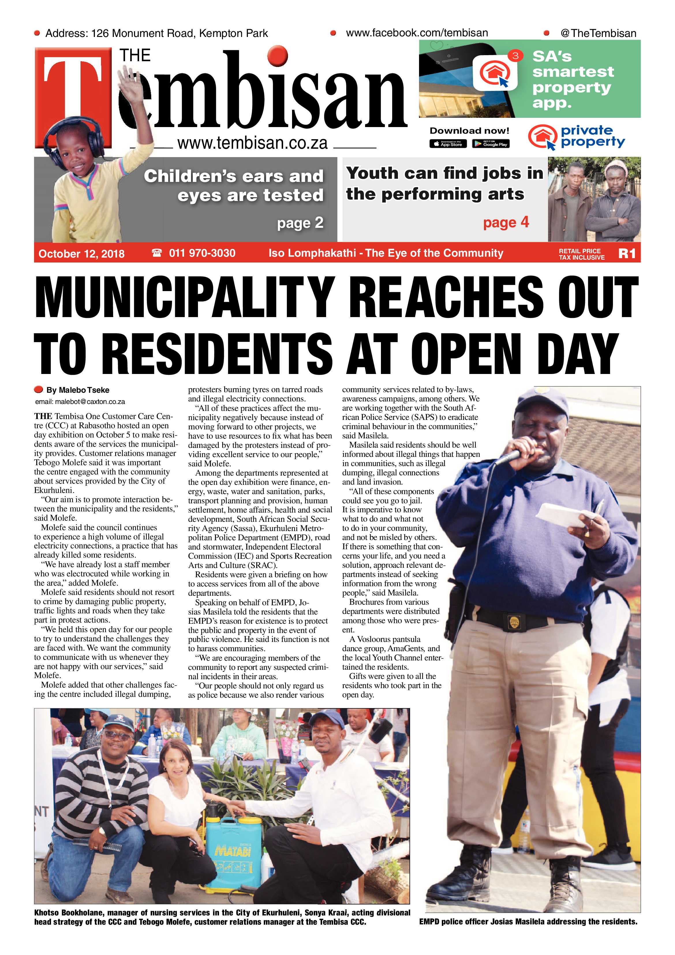 The Tembisan 12 October 2018 page 1