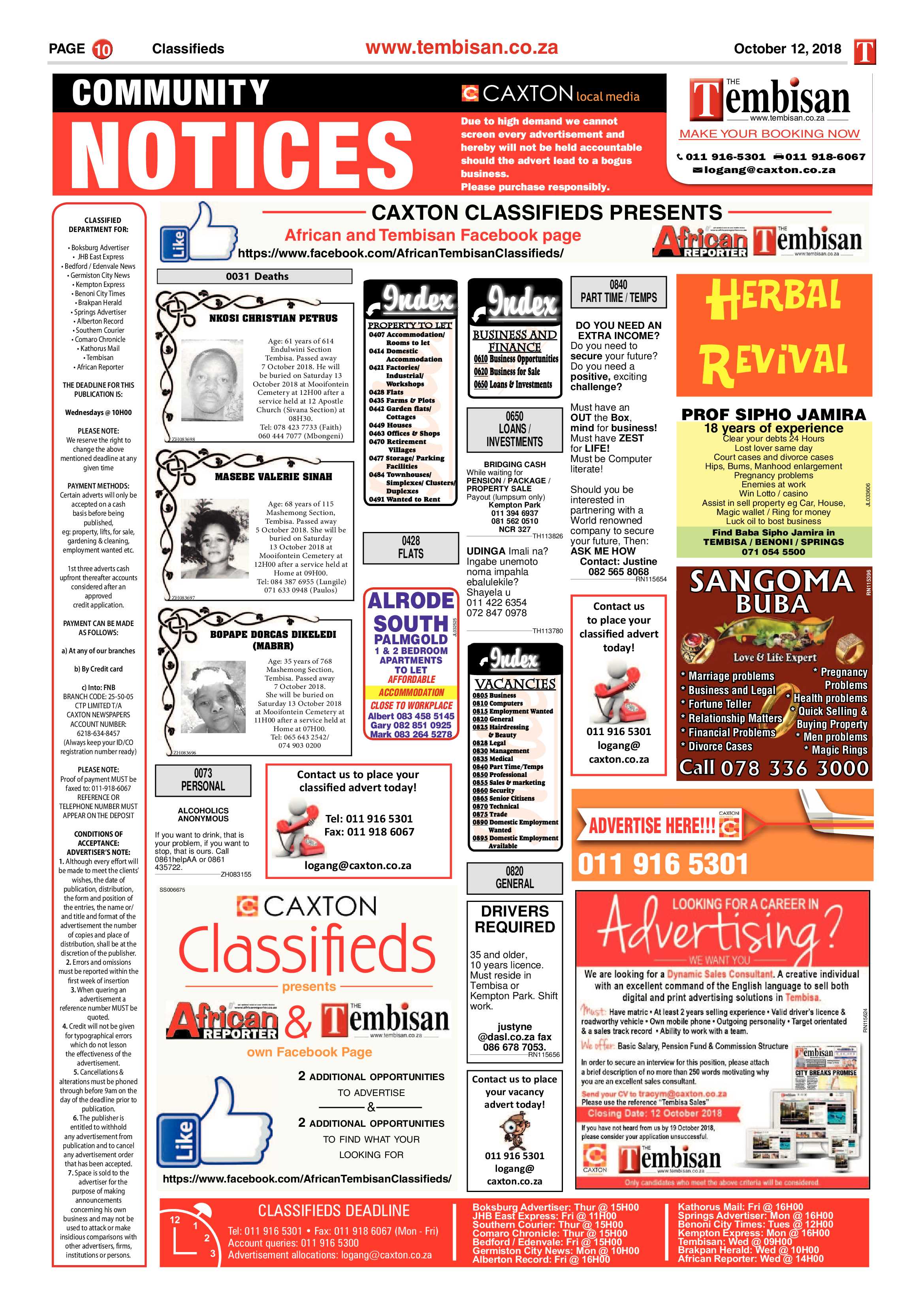 The Tembisan 12 October 2018 page 10