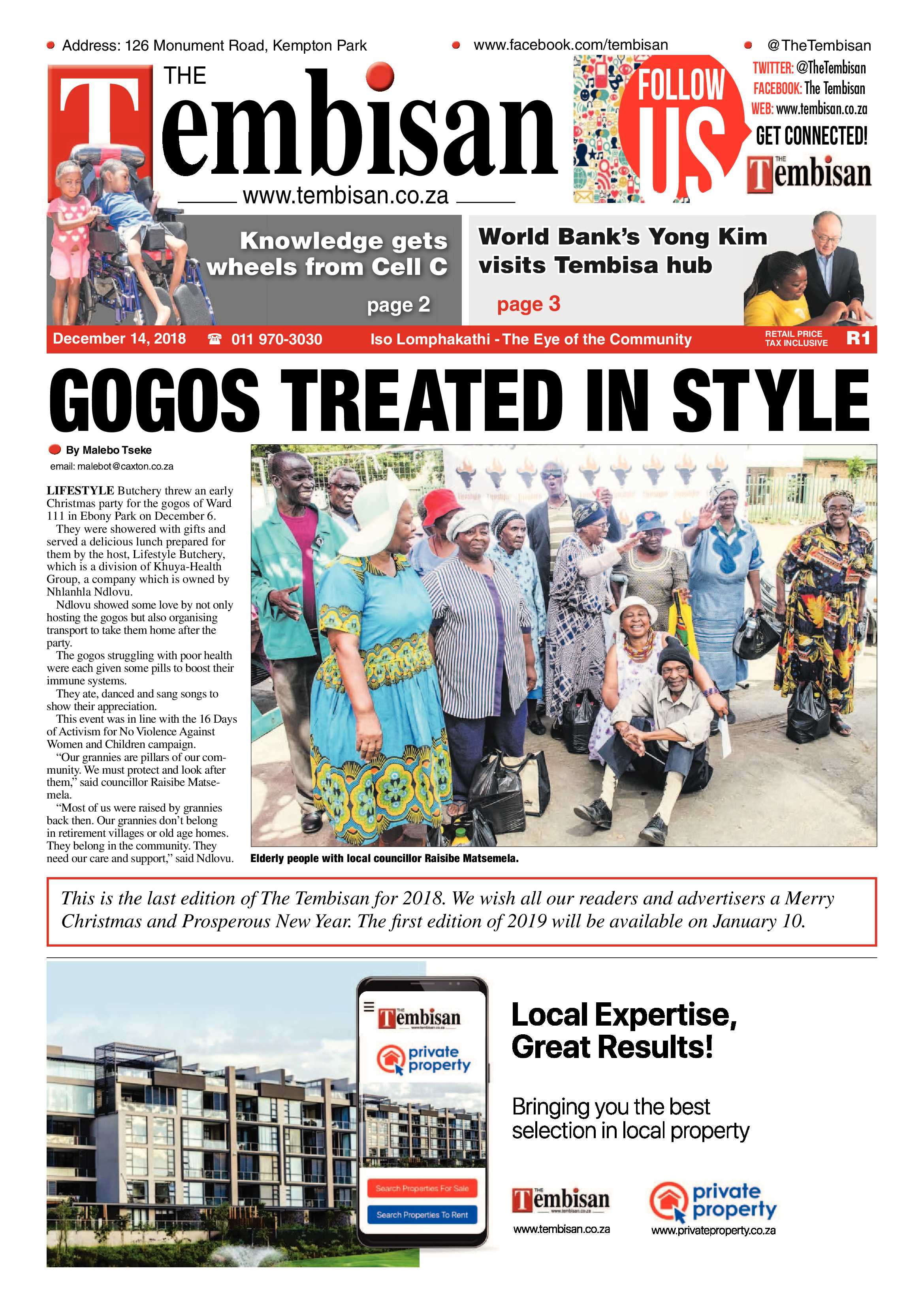 The Tembisan 14 December 2018 page 1