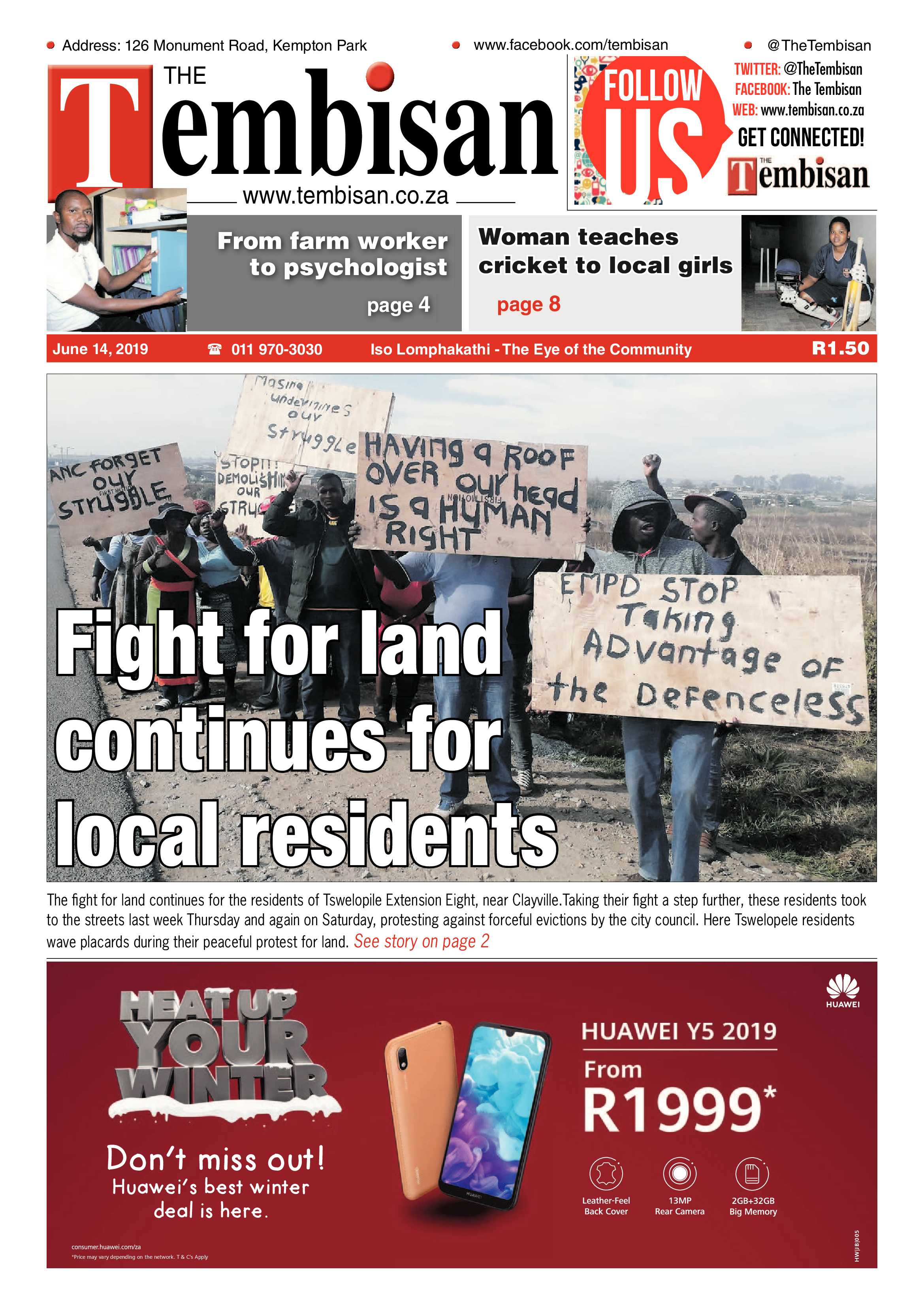 The Tembisan 14 June 2019 page 1