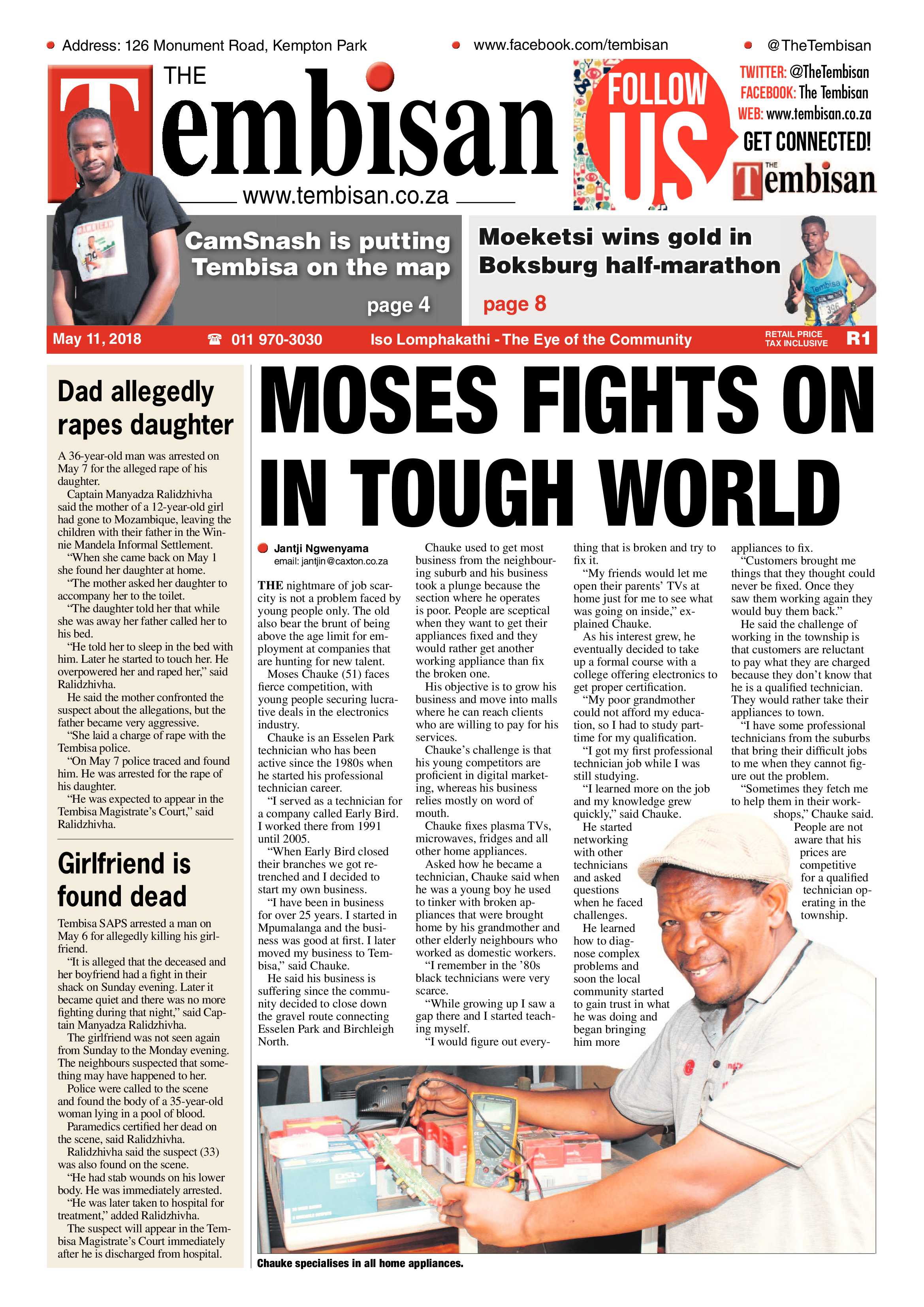 The Tembisan 14 May 2018 page 1