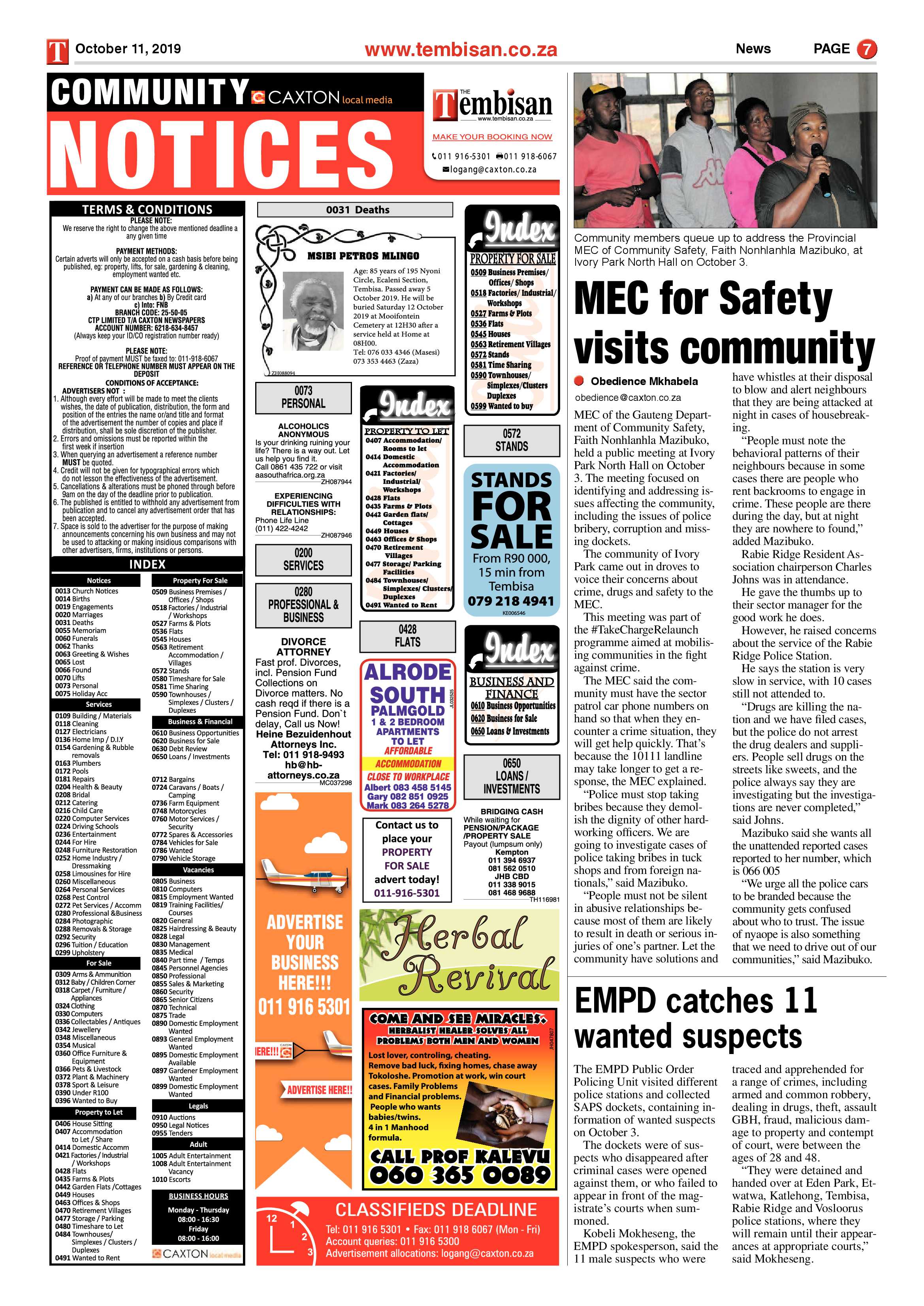 The Tembisan 14 October 2019 page 7