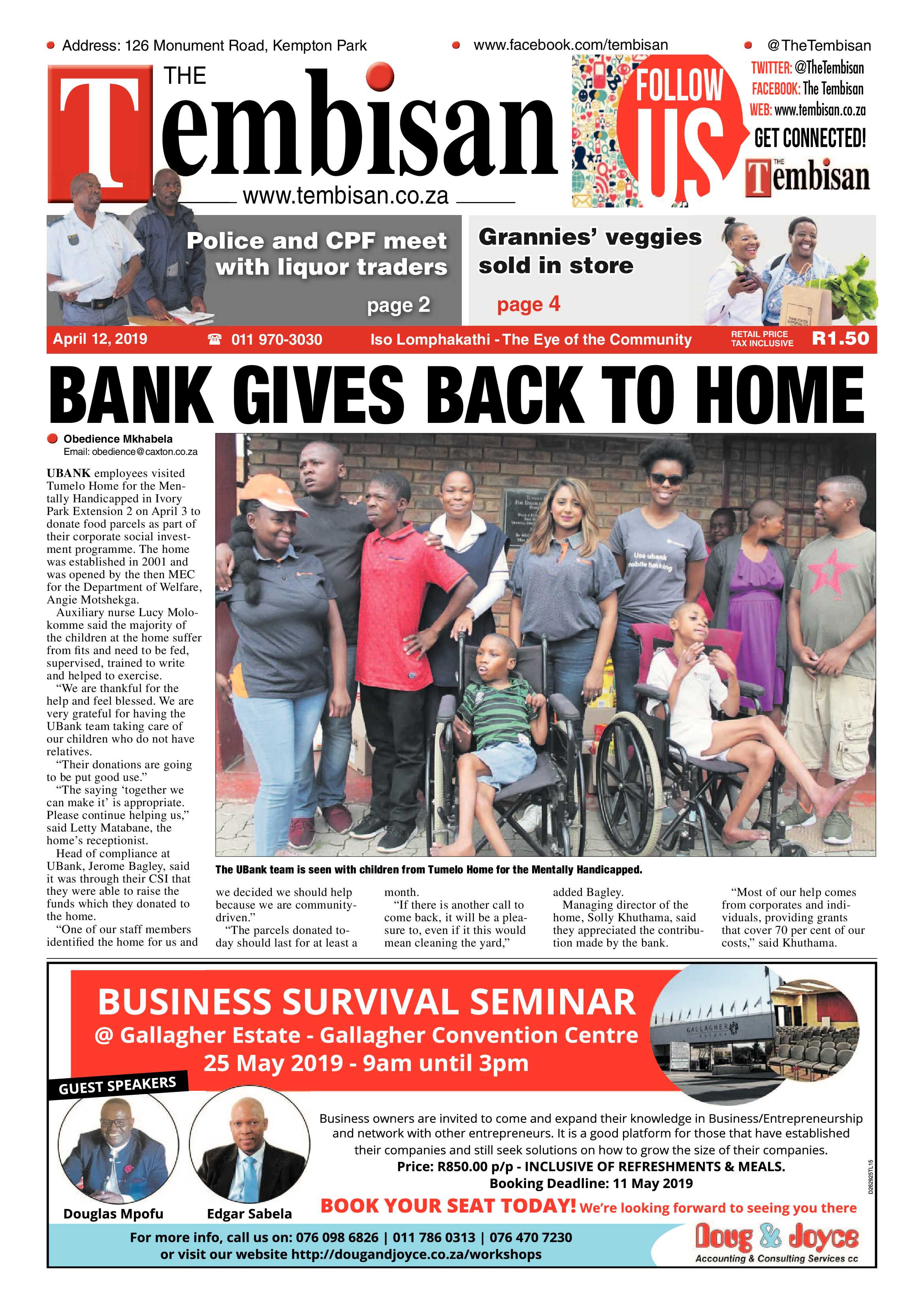 The Tembisan 15 April 2019 page 1