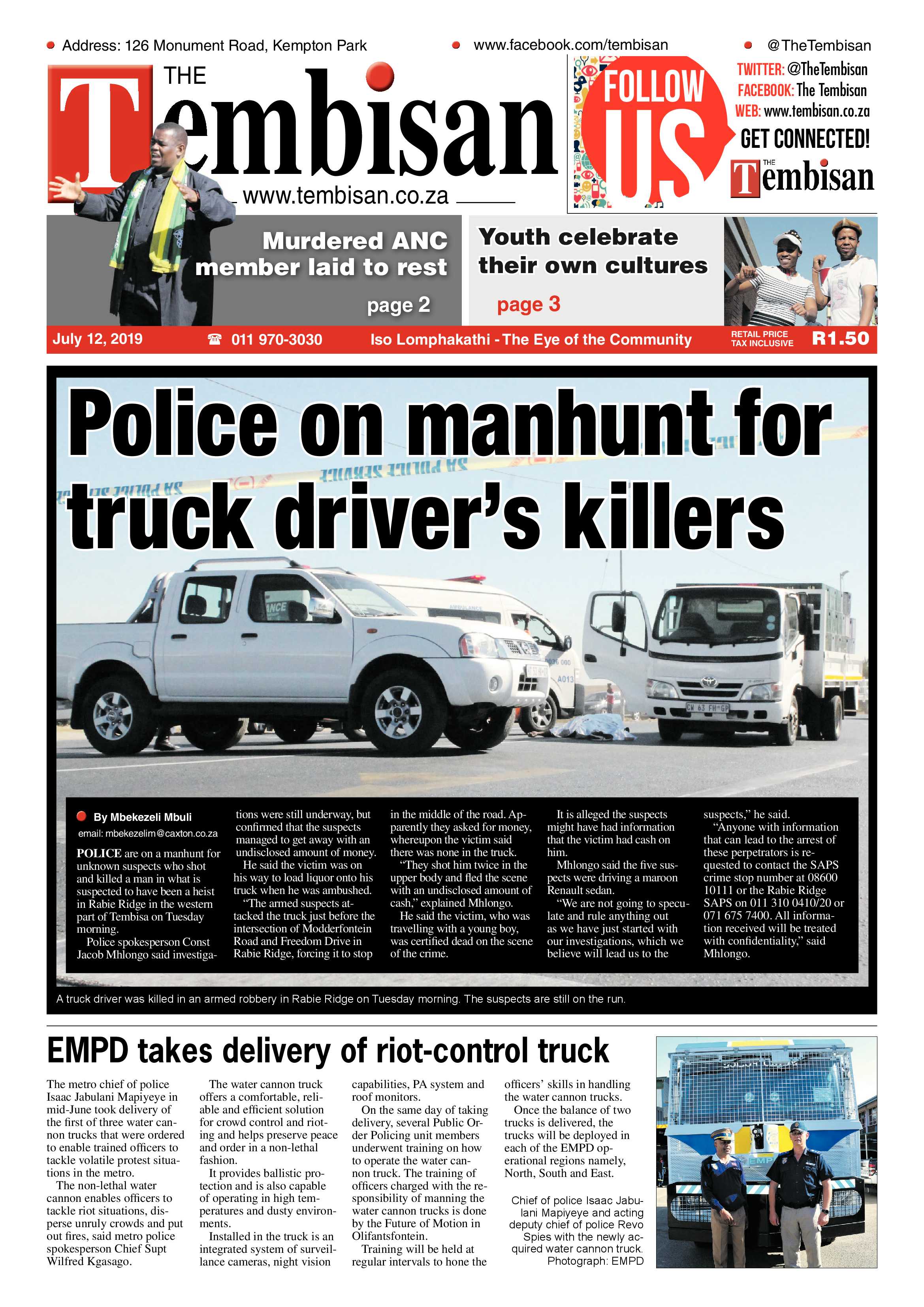 The Tembisan 15 July 2019 page 1