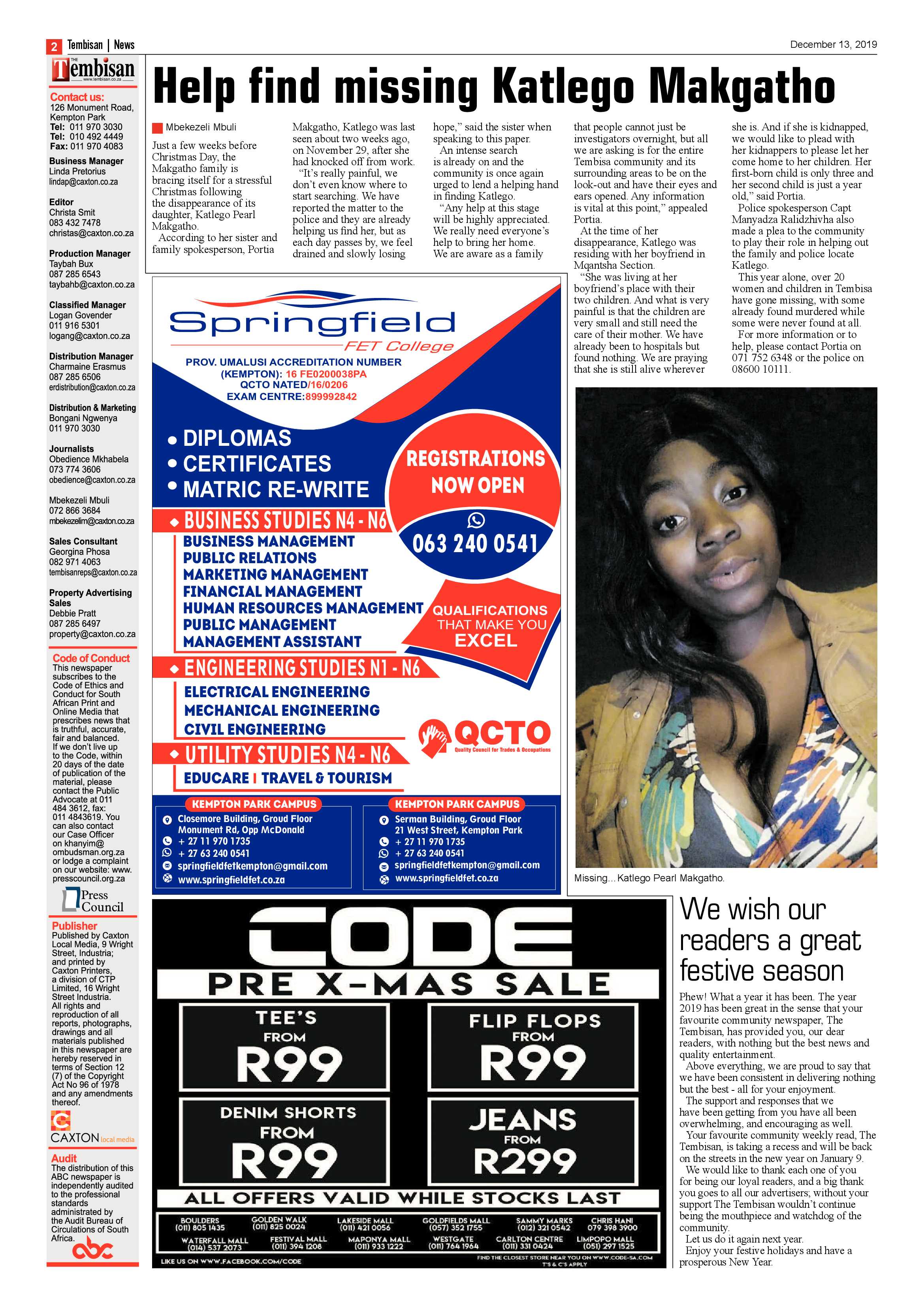 The Tembisan 16 December 2019 page 2