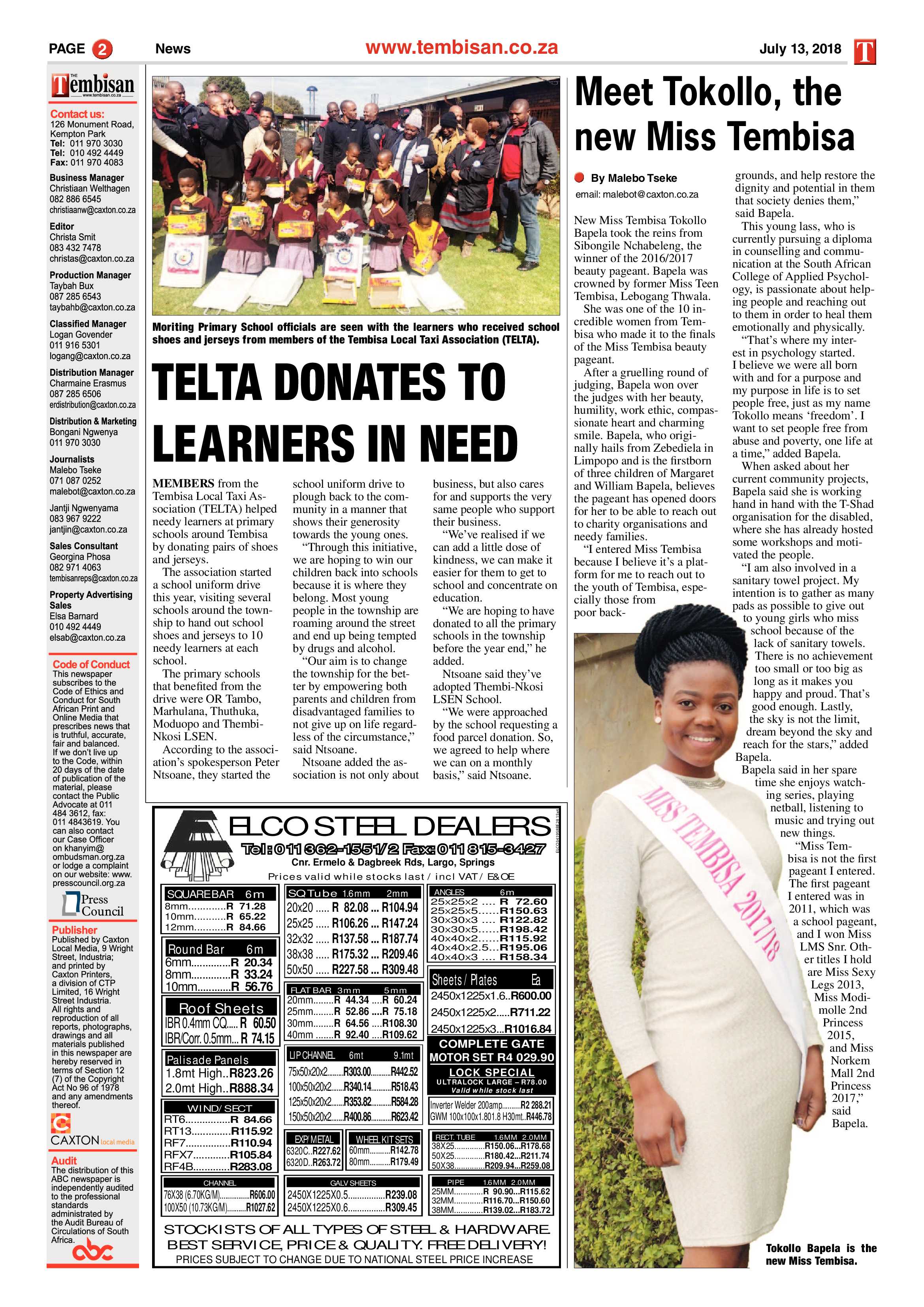 The Tembisan 16 July 2018 page 2