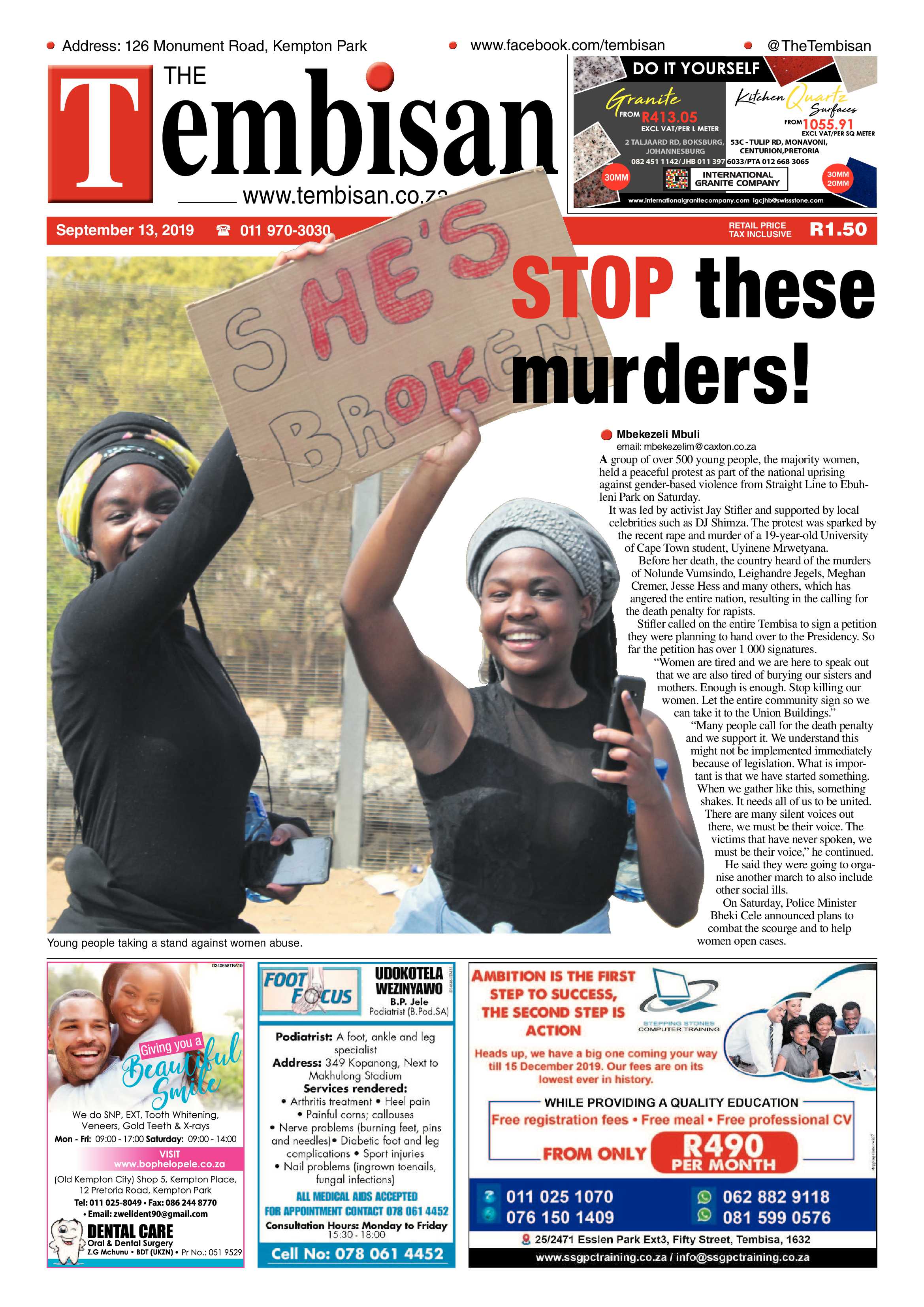 The Tembisan 16 September 2019 page 1