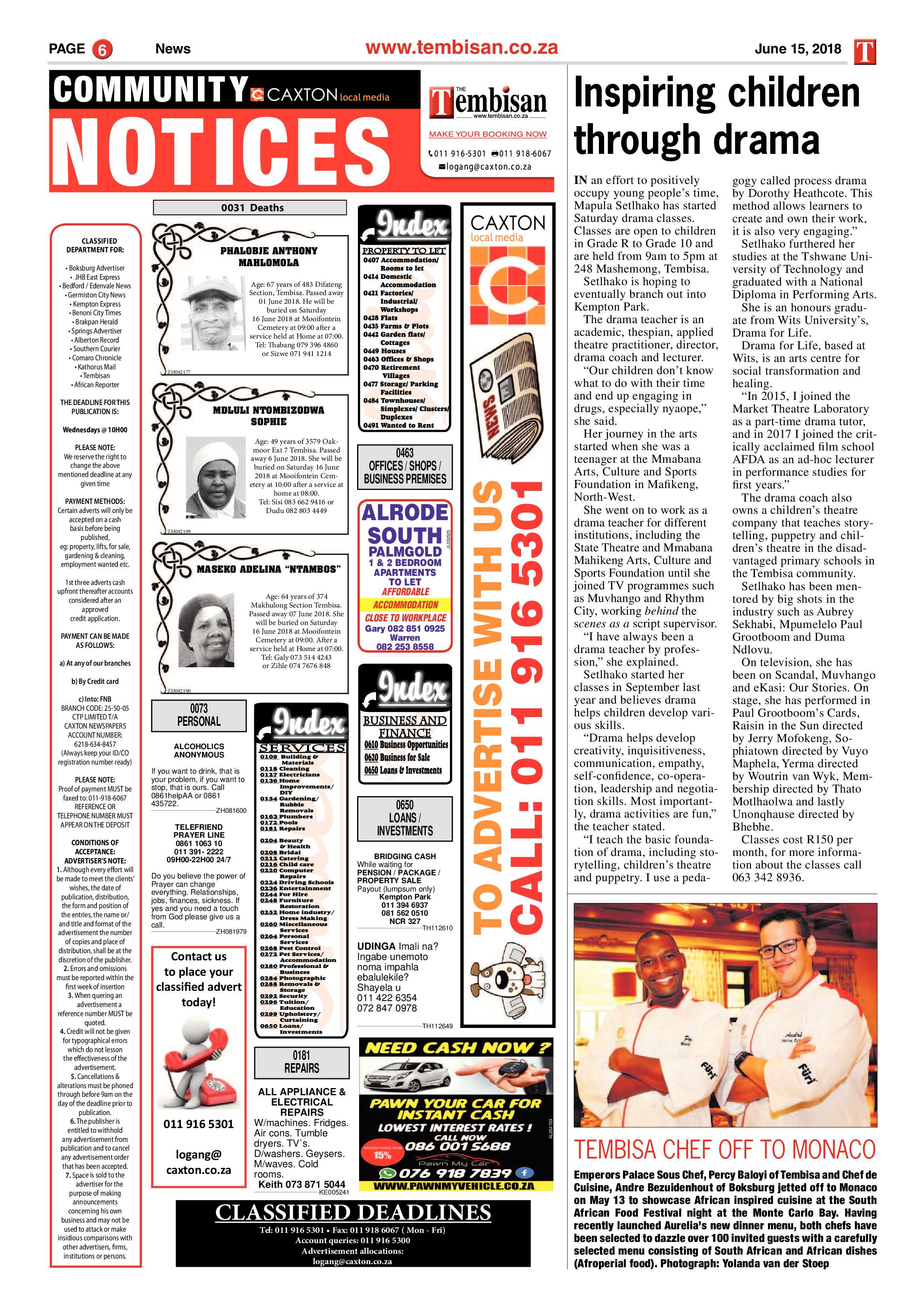 The Tembisan 18 June 2018 page 6