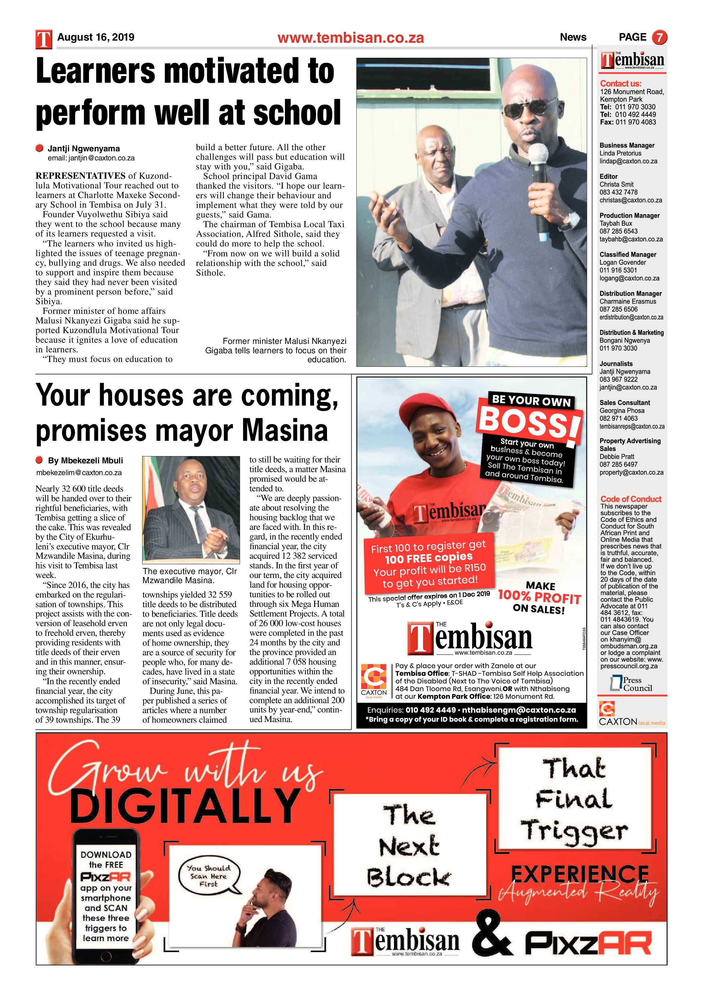 The Tembisan 19 August 2019 | Tembisan