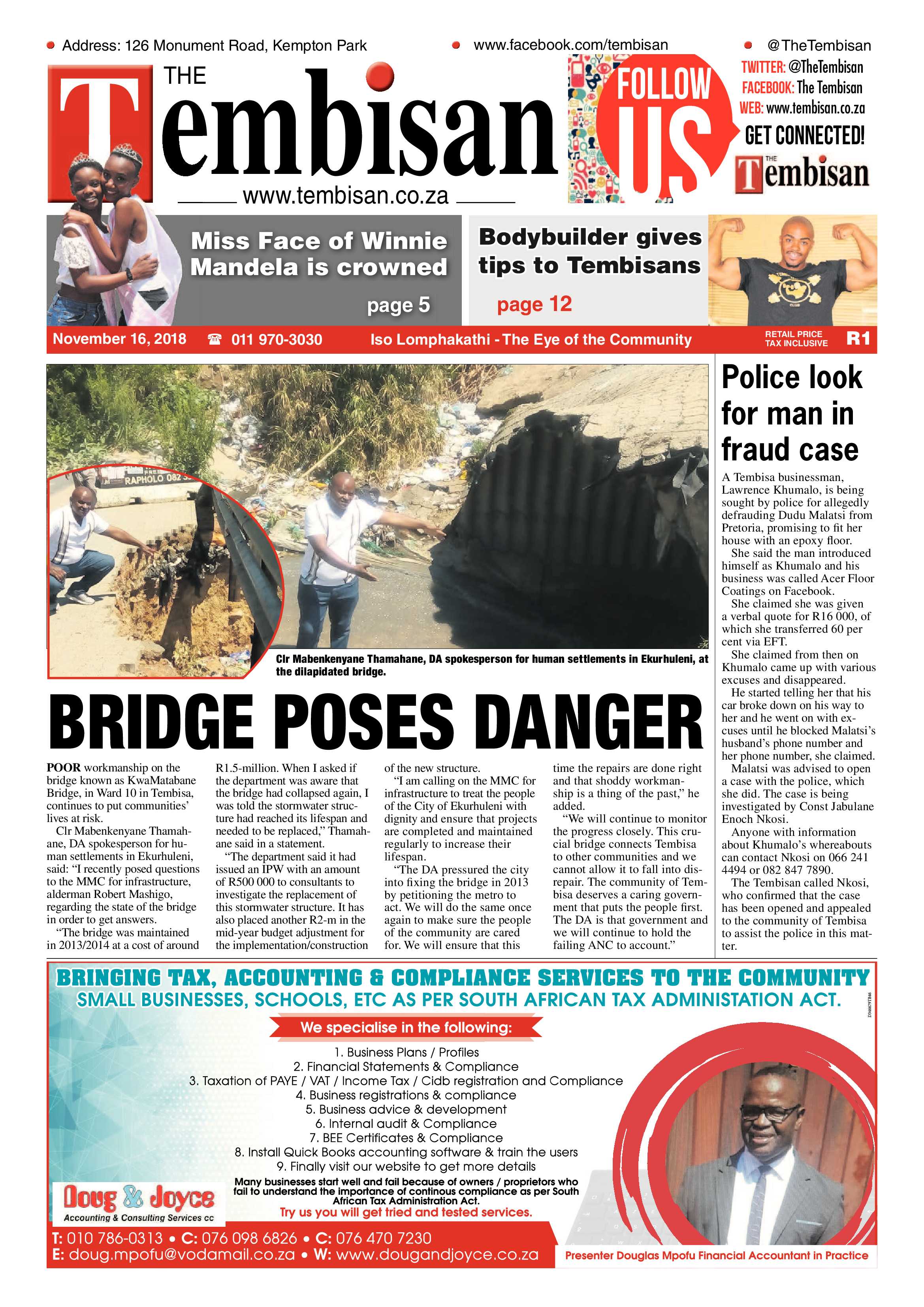 The Tembisan 19 November 2018 page 1