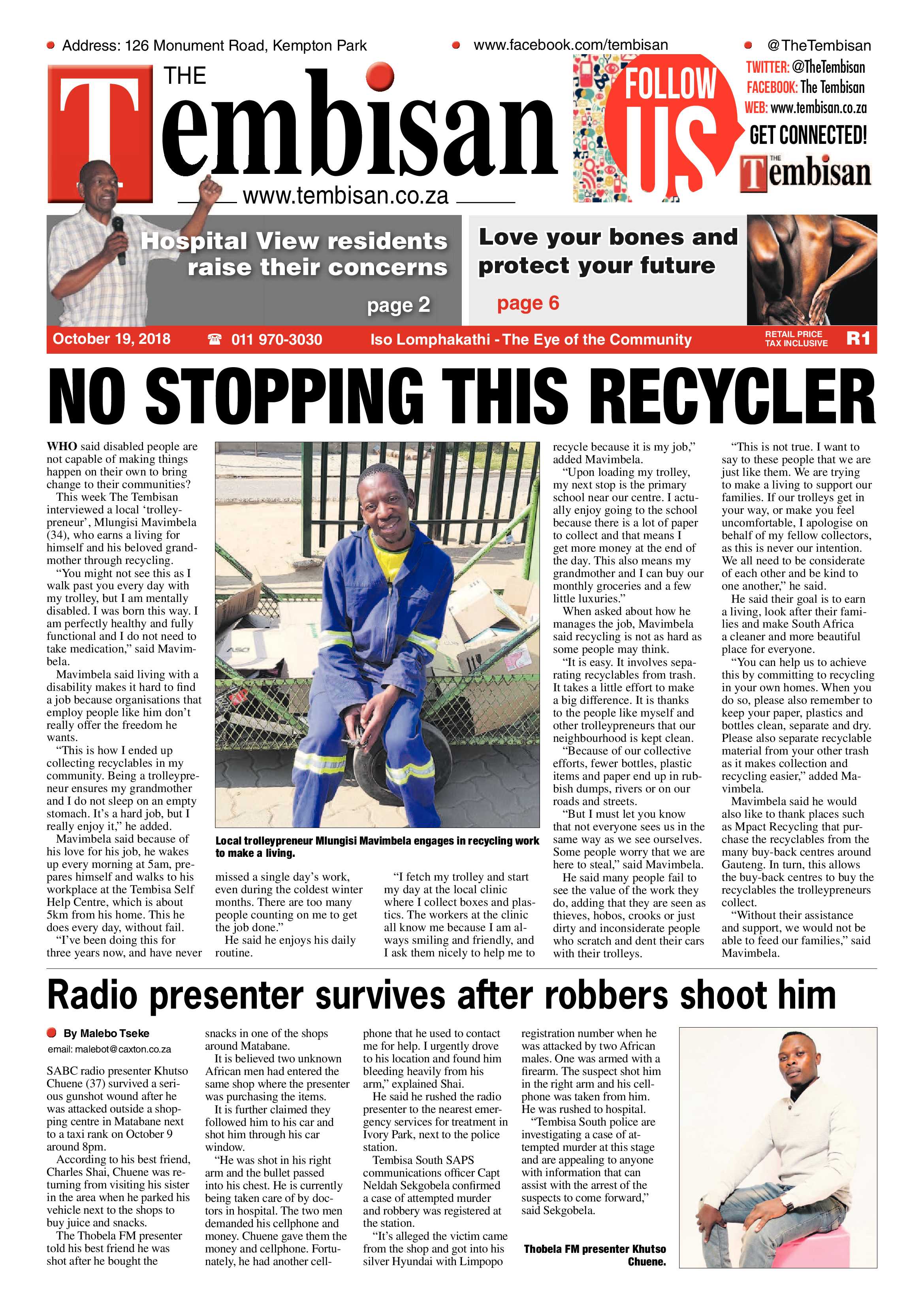 The Tembisan 19 October 2018 page 1