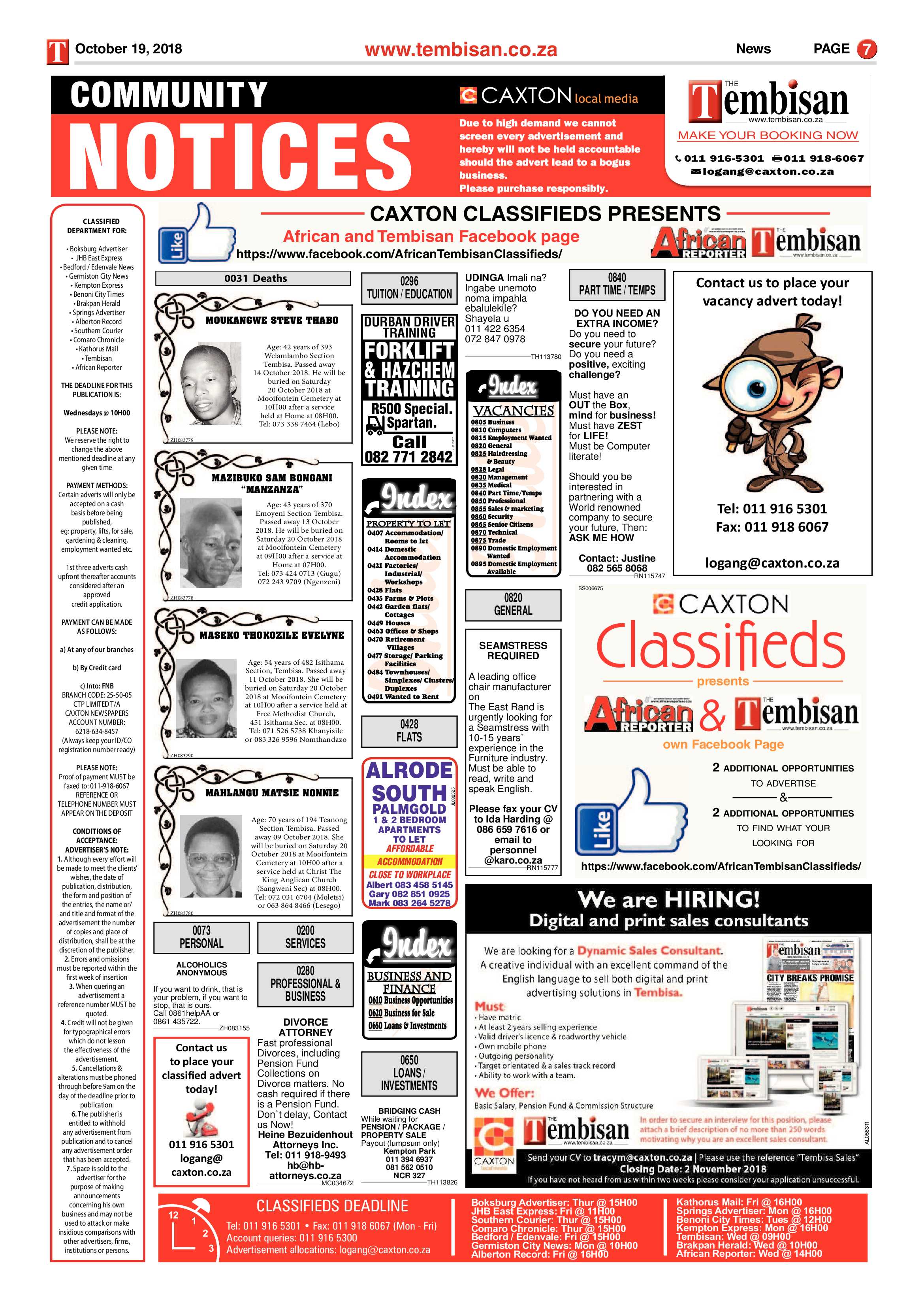 The Tembisan 19 October 2018 page 7