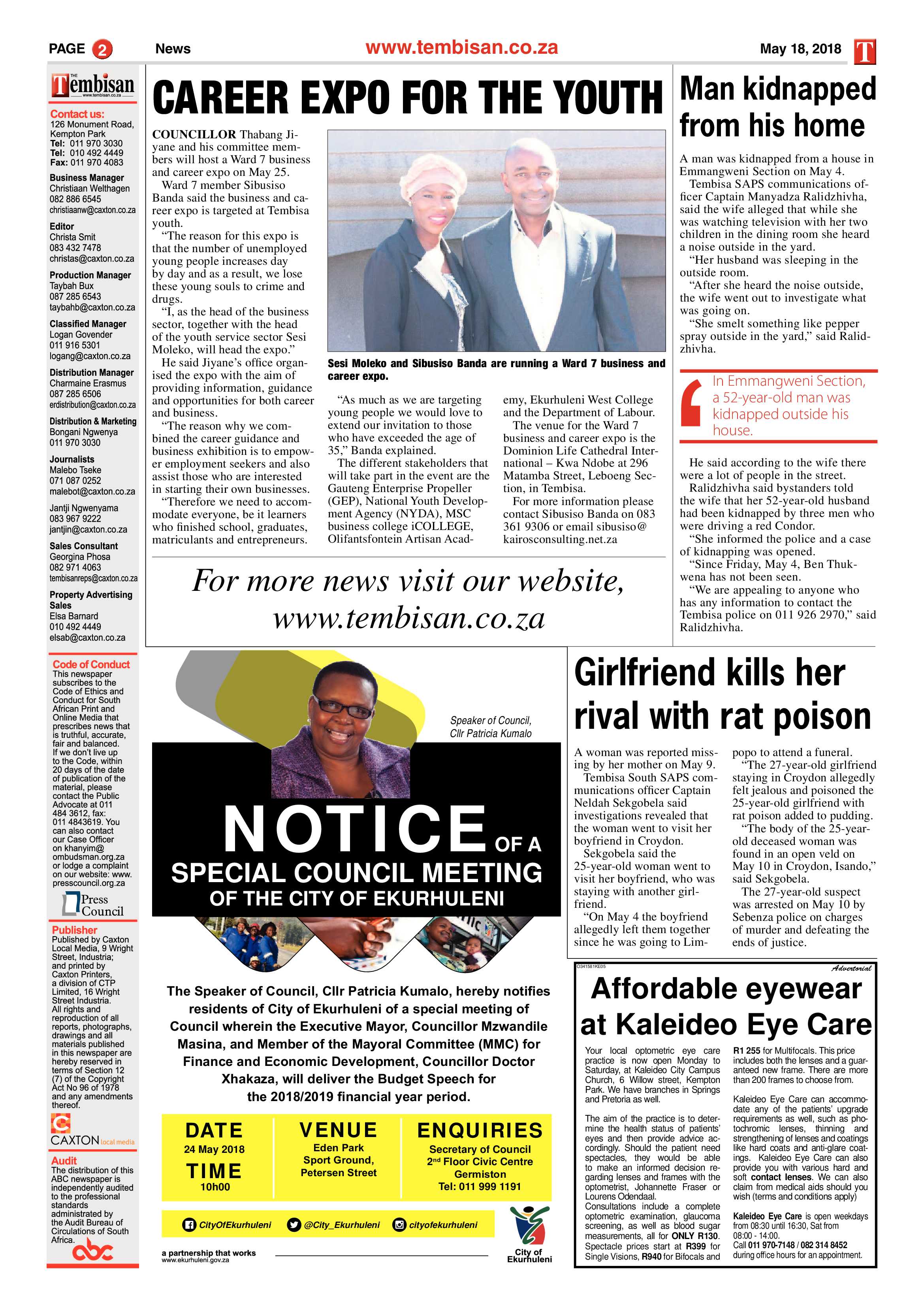 The Tembisan 21 May 2018 page 2