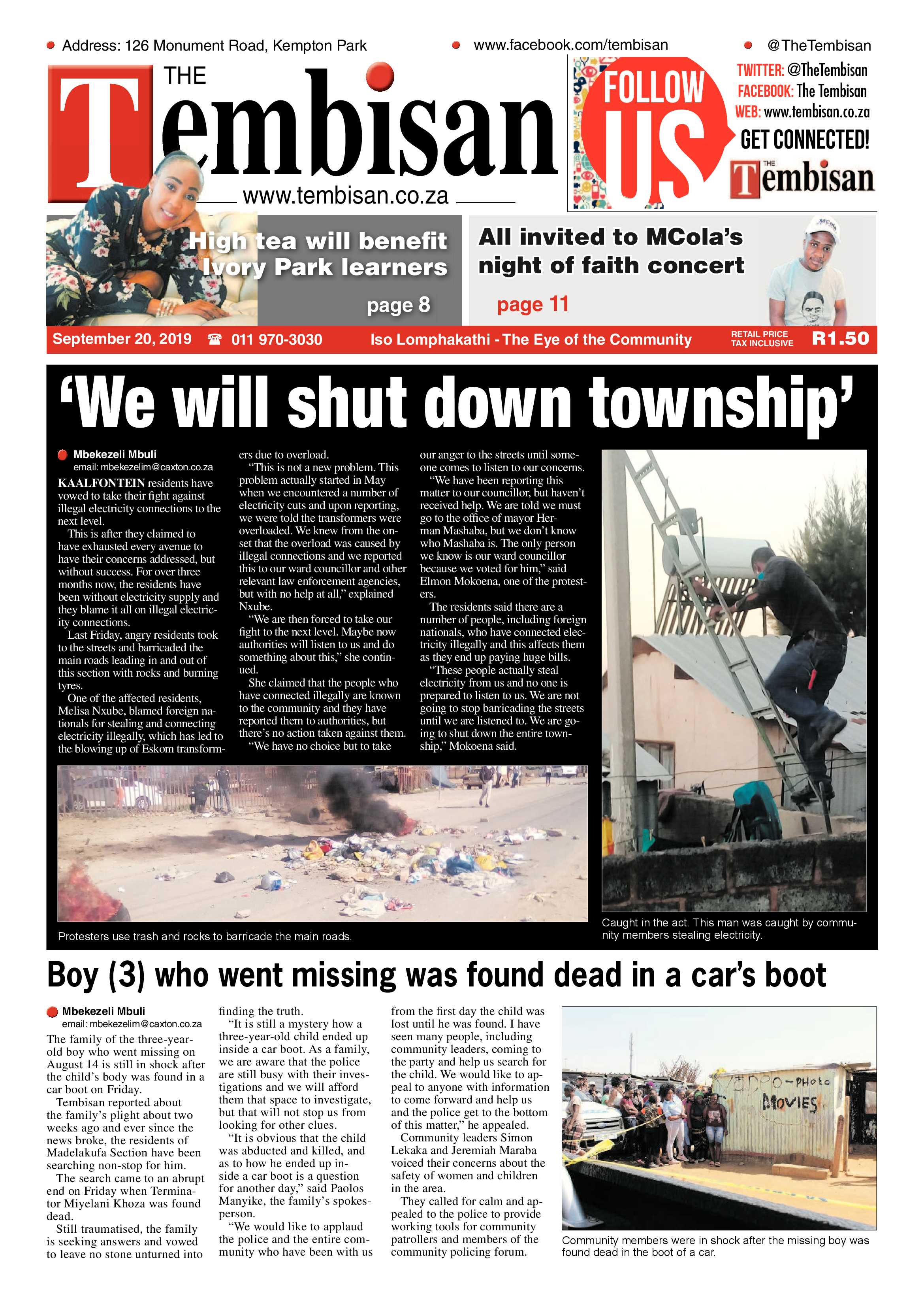 The Tembisan 23 September 2019 page 1
