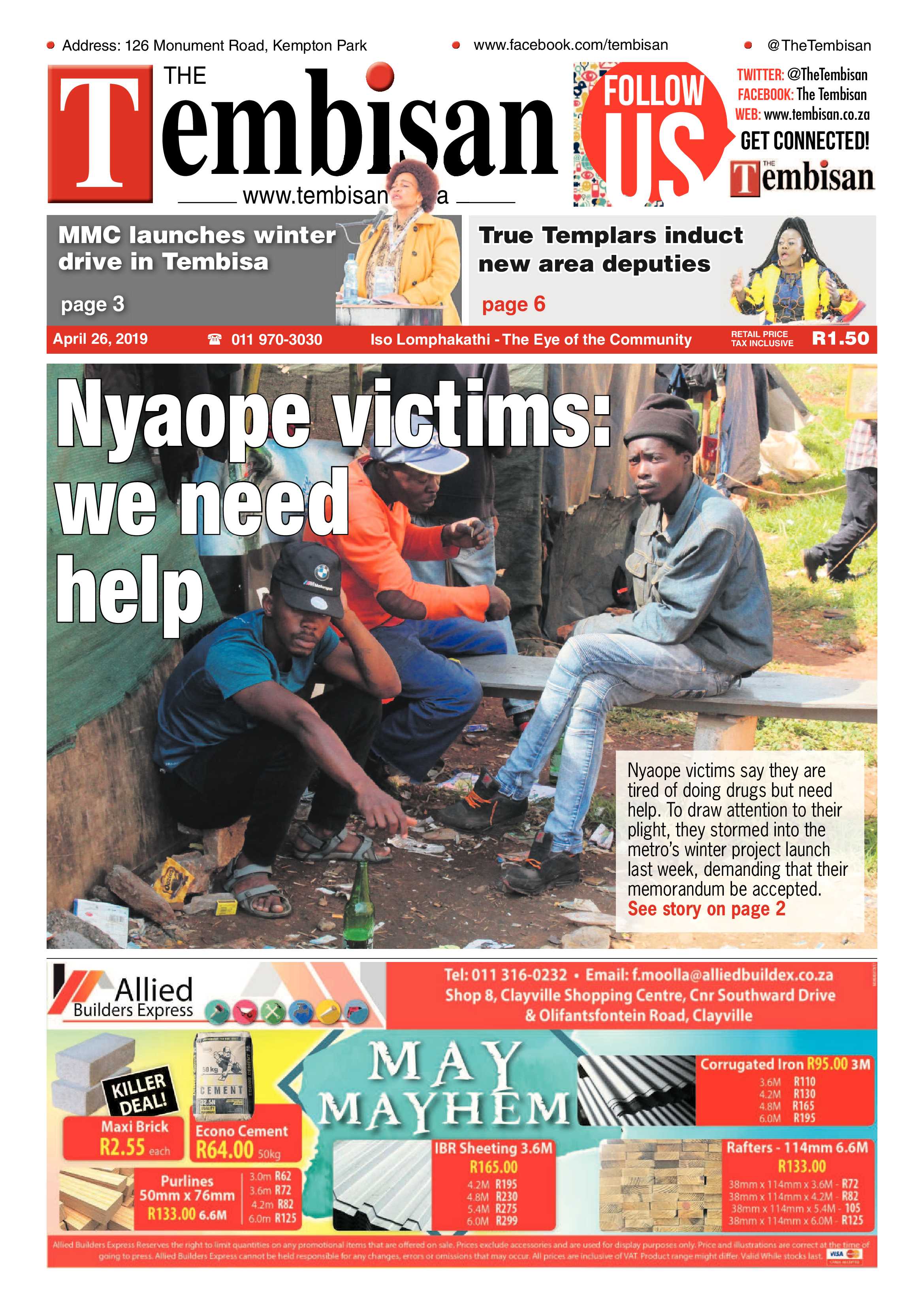 The Tembisan 29 April 2019 page 1