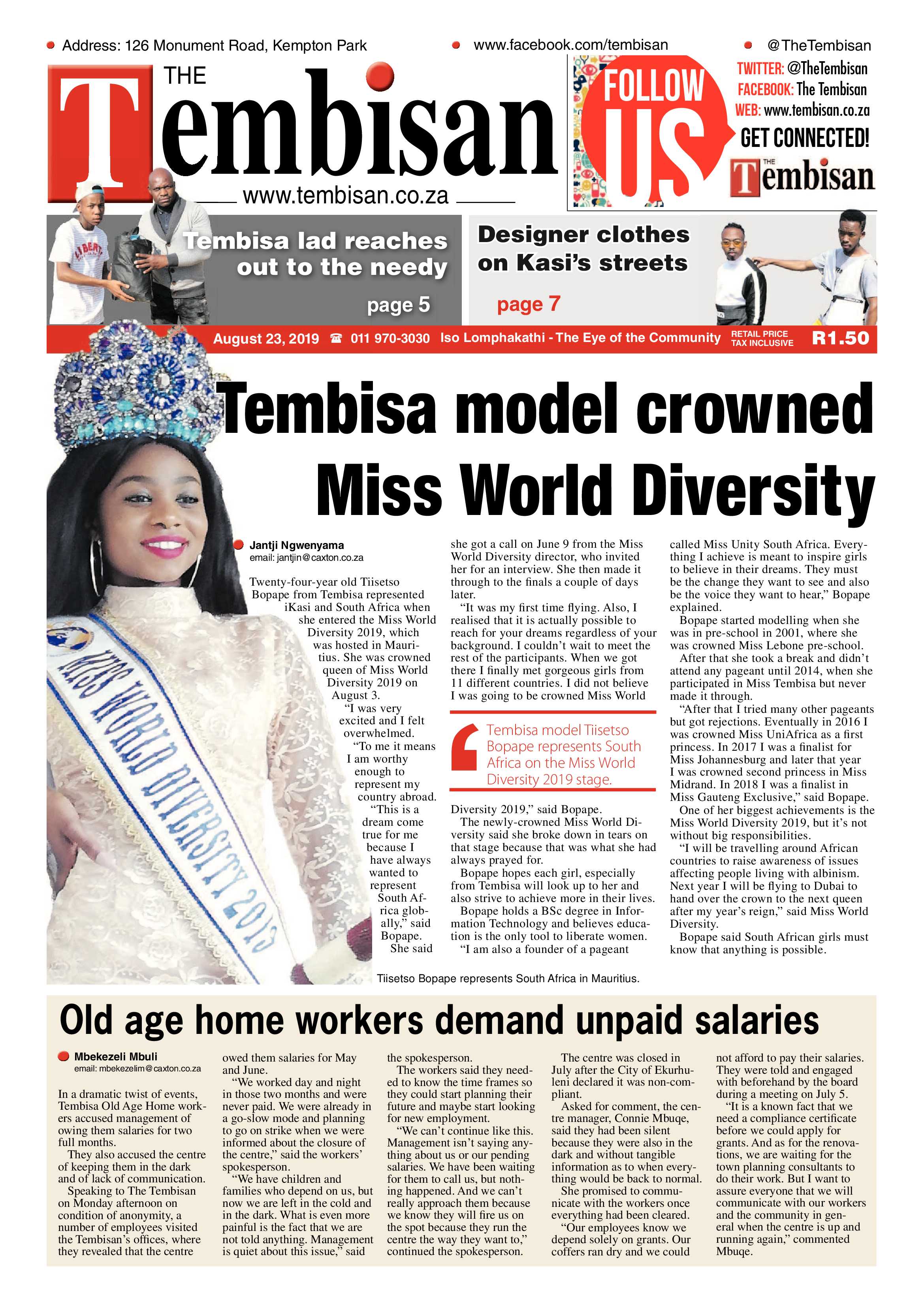 The Tembisan 26 August 2019 page 1