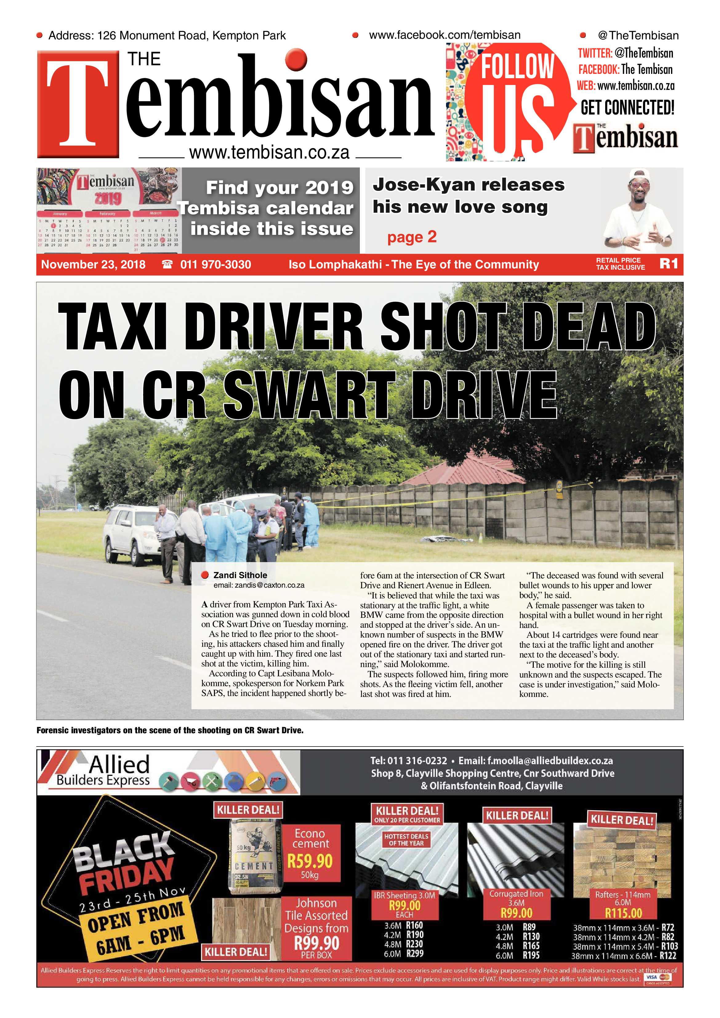 The Tembisan 26 November 2018 page 1