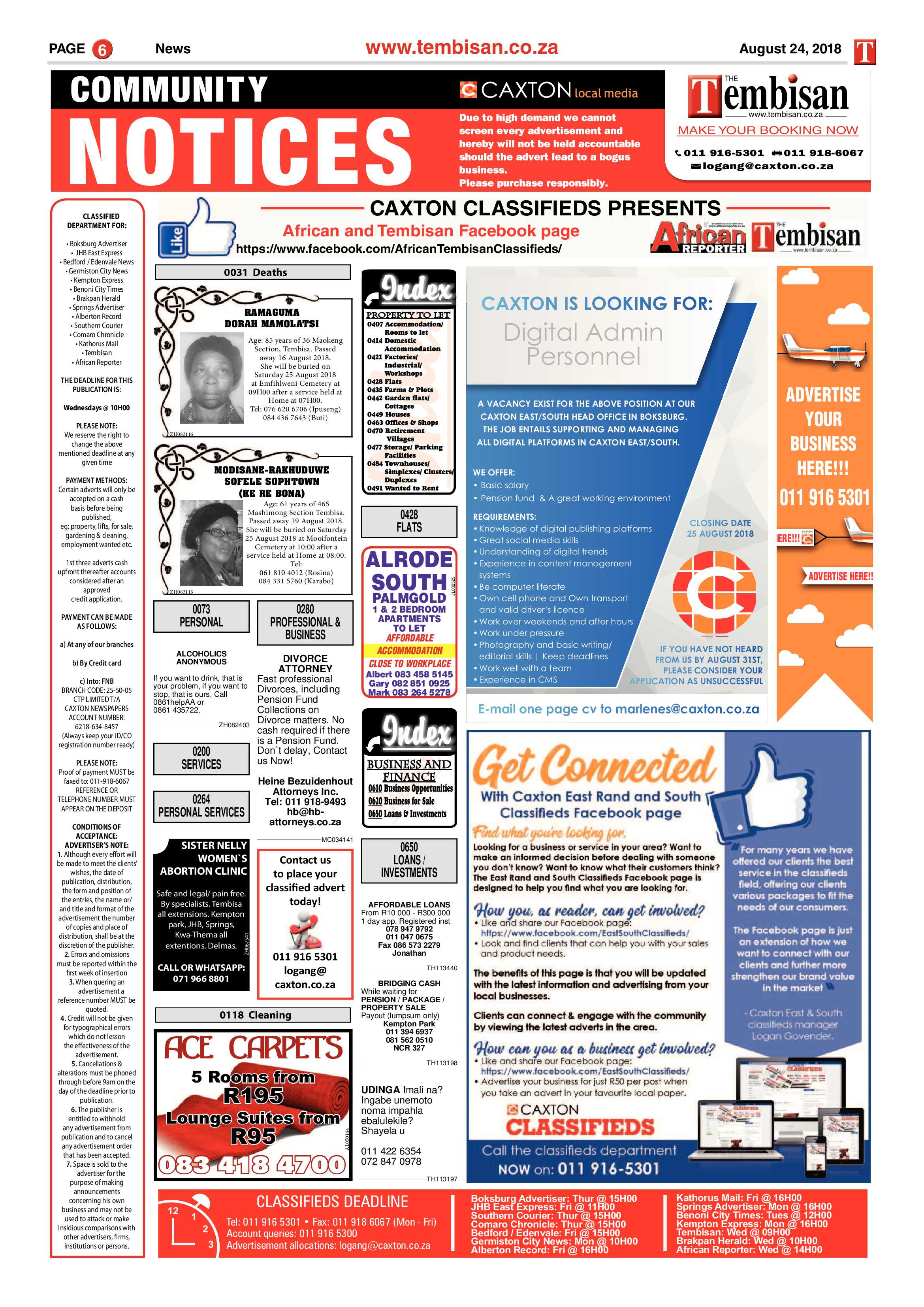 The Tembisan 27 August 2018 page 6