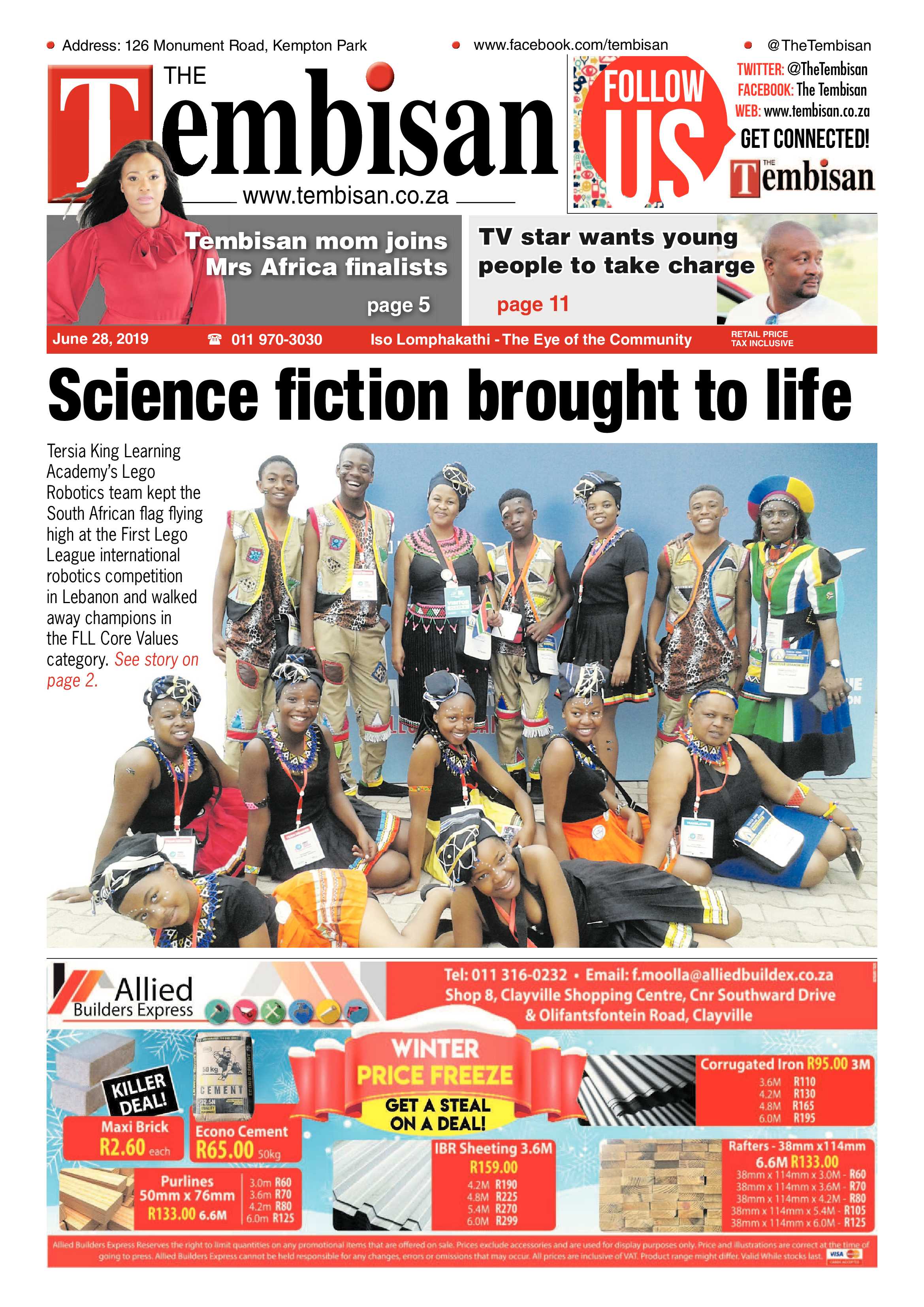 The Tembisan 28 June 2019 page 1