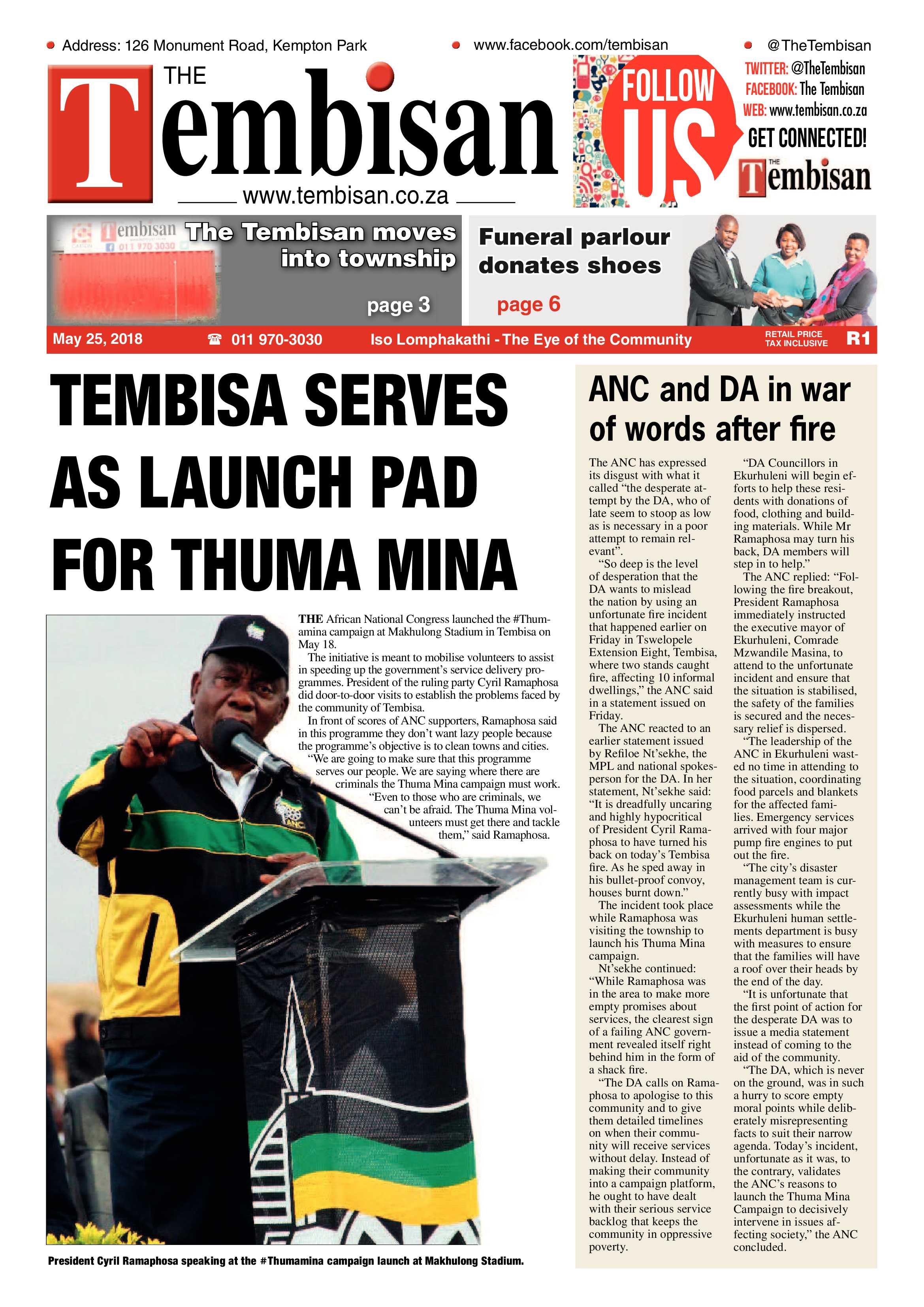 The Tembisan 28 May 2018 page 1