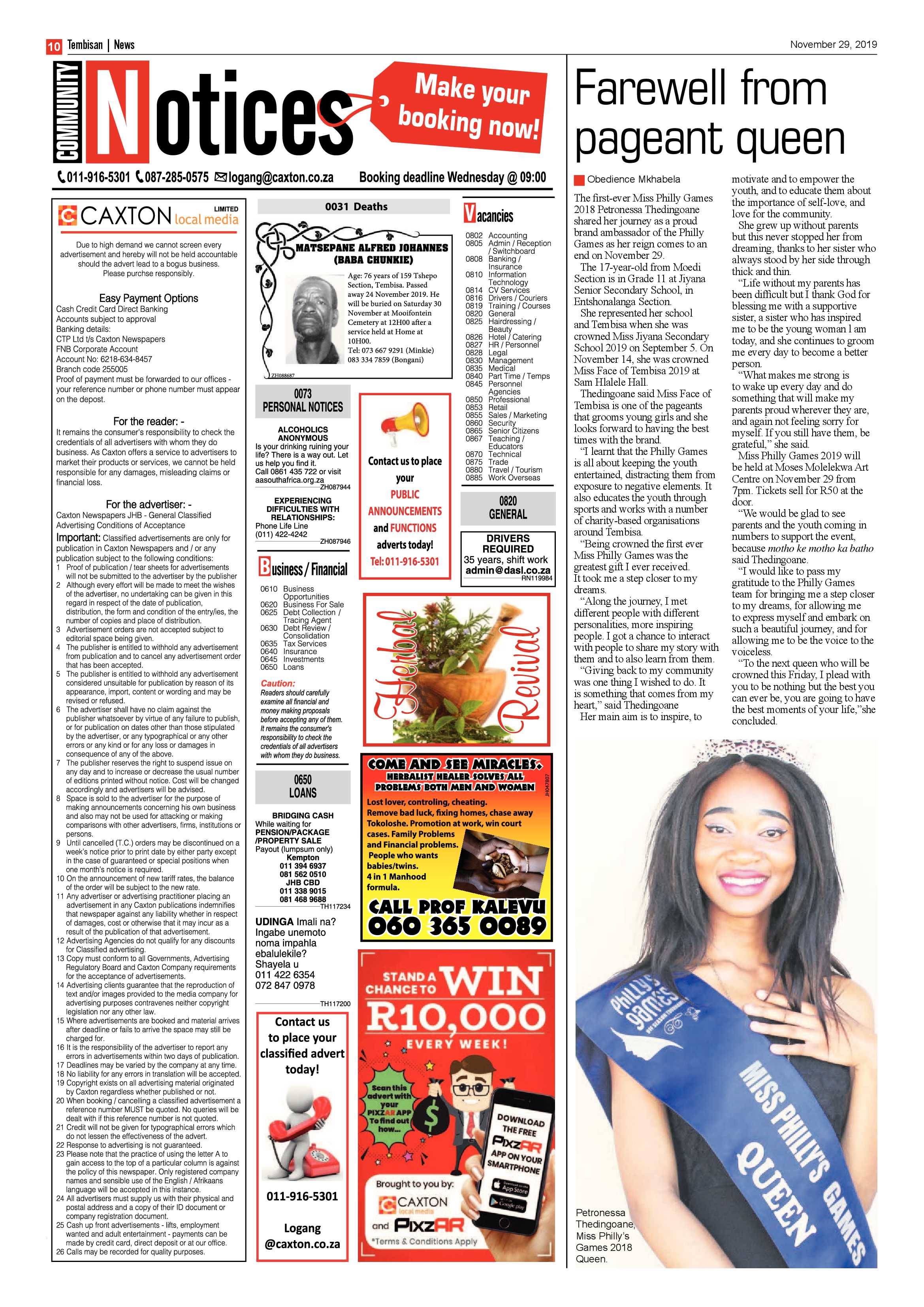 The Tembisan 29 November 2019 page 10