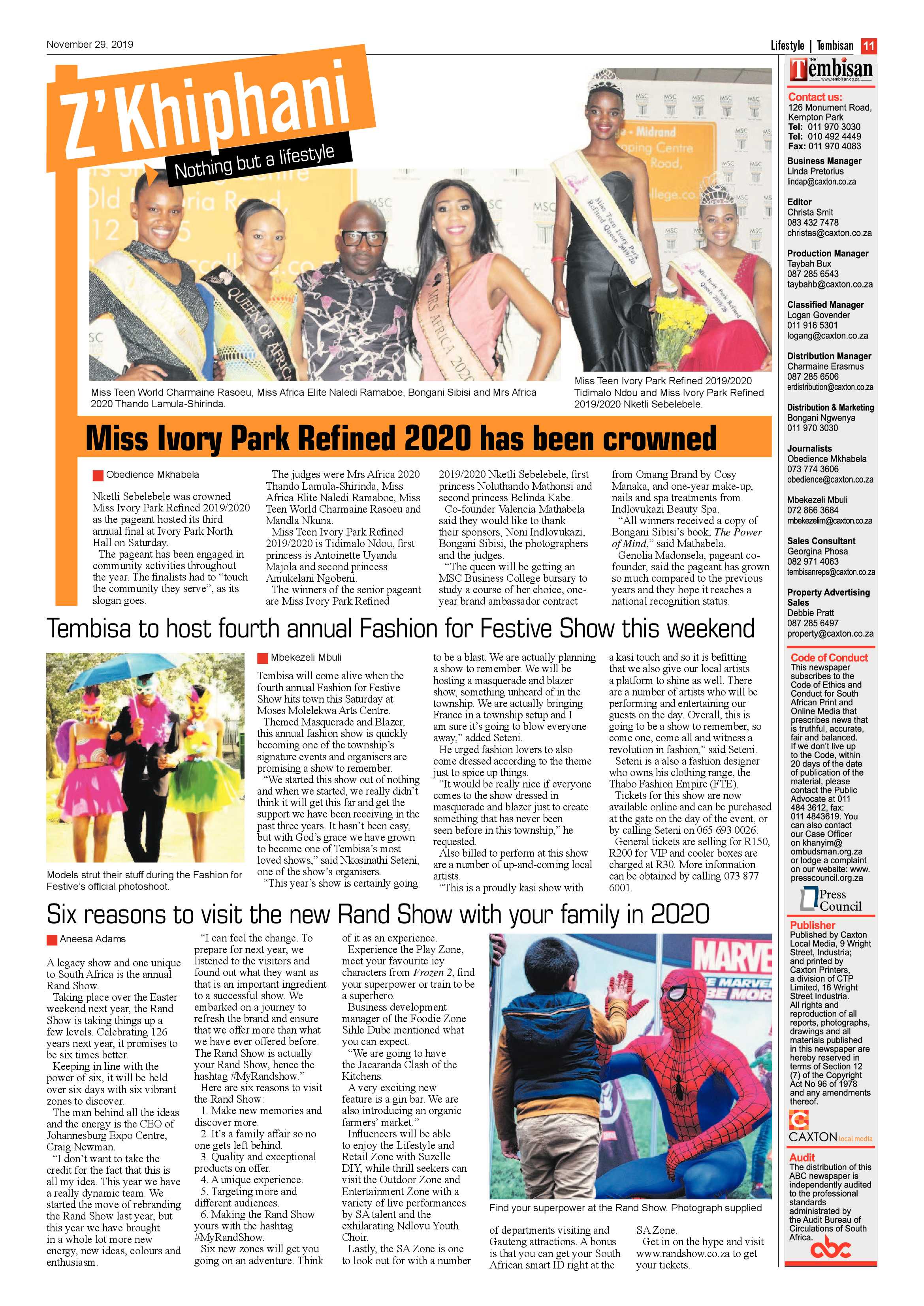 The Tembisan 29 November 2019 page 11
