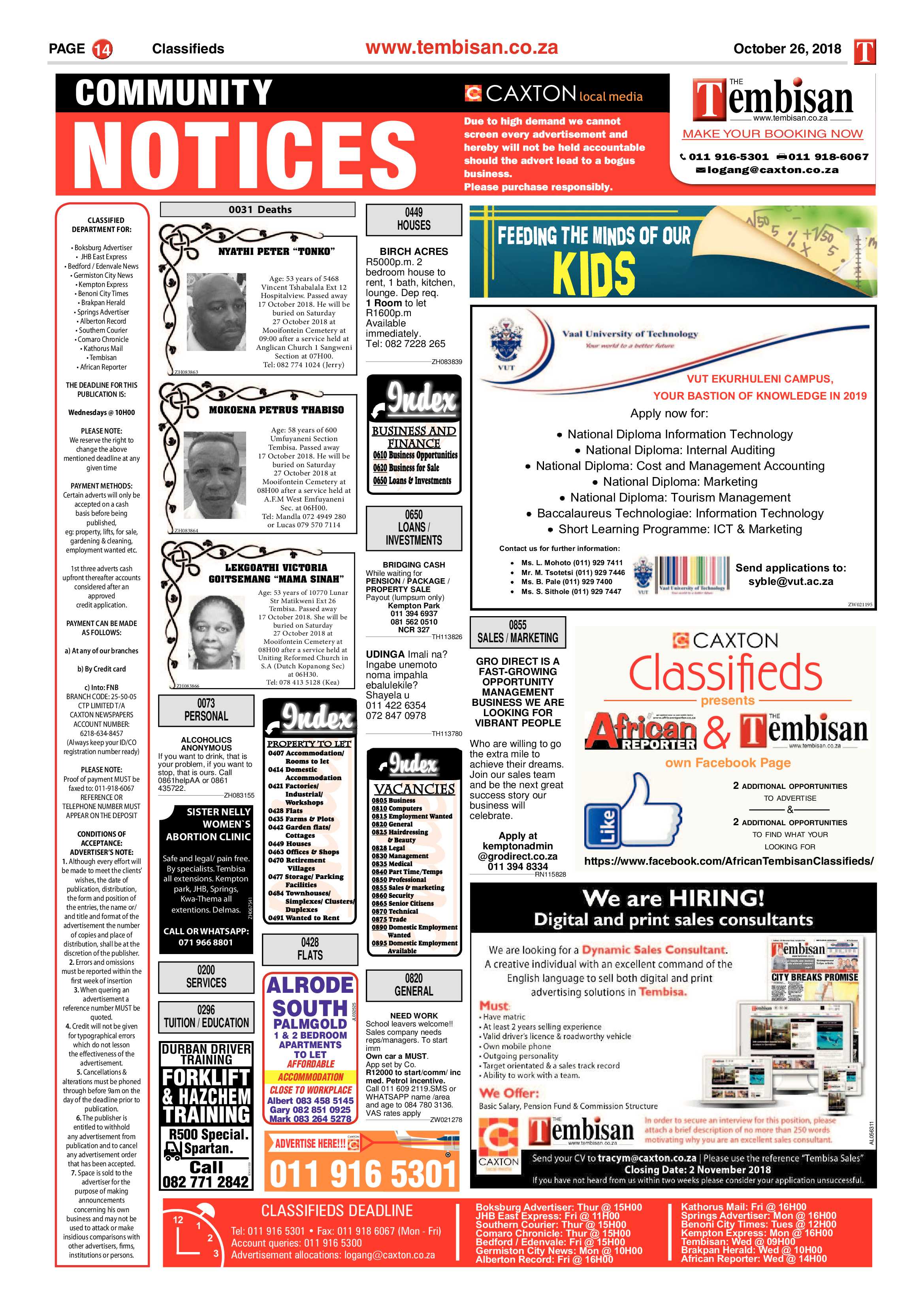 The Tembisan 29 October 2018 page 14