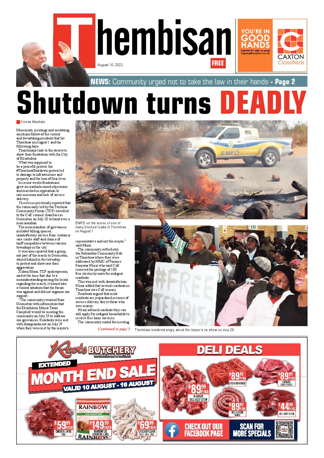 The Thembisan 10 Aug 2022 page 1