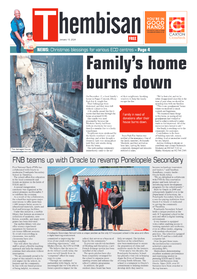 The Thembisan 10 January 2024 page 1