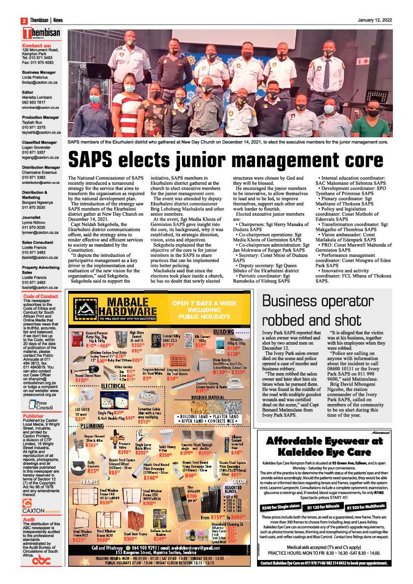 The Thembisan 12 January 2022 page 2