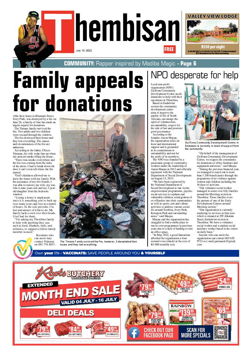 The Thembisan 13 July 2022 page 1