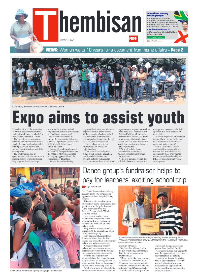 The Thembisan 13 March 2024 page 1