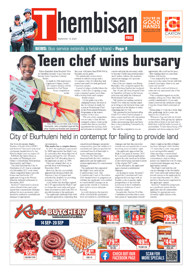 The Thembisan 13 September 2023 page 1