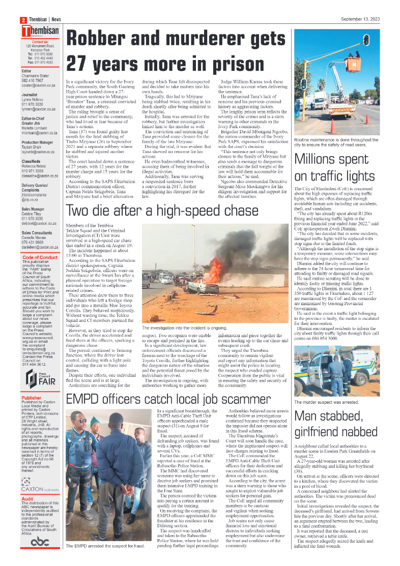 The Thembisan 13 September 2023 page 2