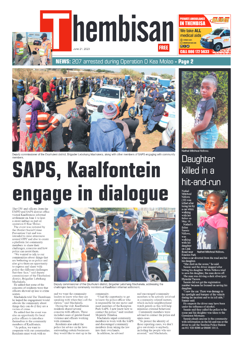 The Thembisan 21 June 2023 page 1
