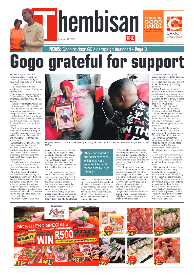 The Thembisan 22 February 2023 page 1