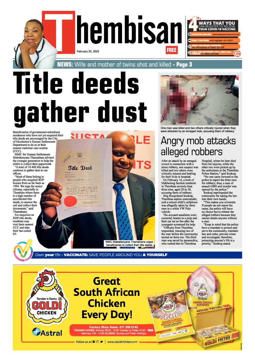 The Thembisan 23 February 2022 page 1